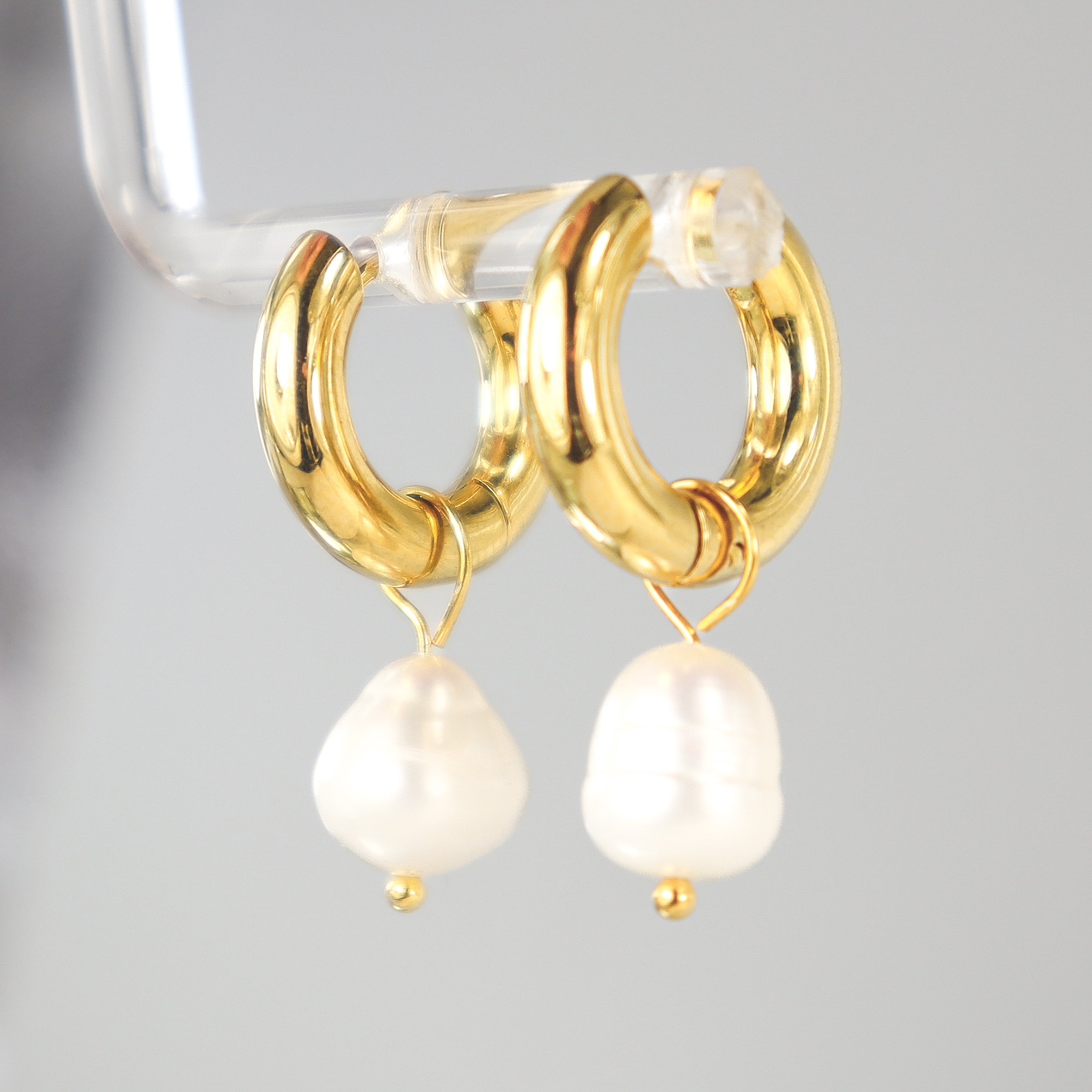Chunky Genuine Pearl Hoops