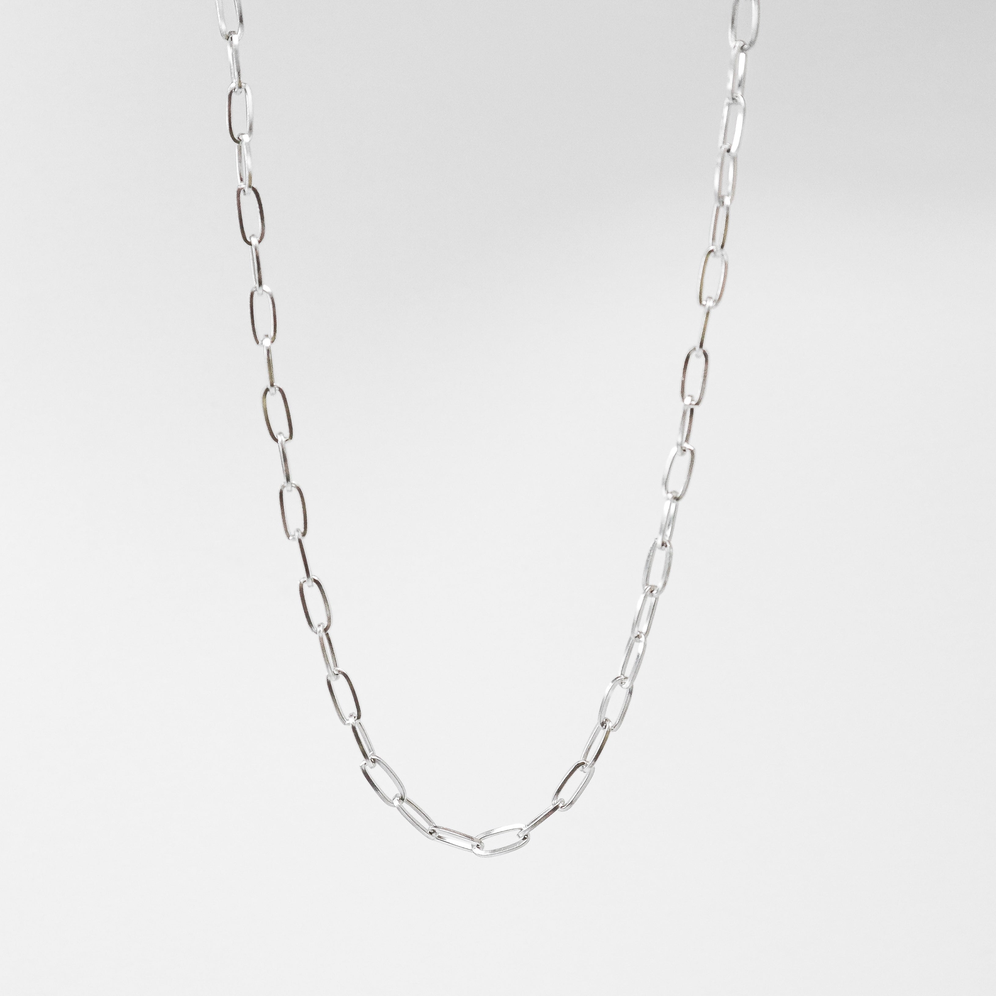 Delicate Silver Staple Chain Necklace