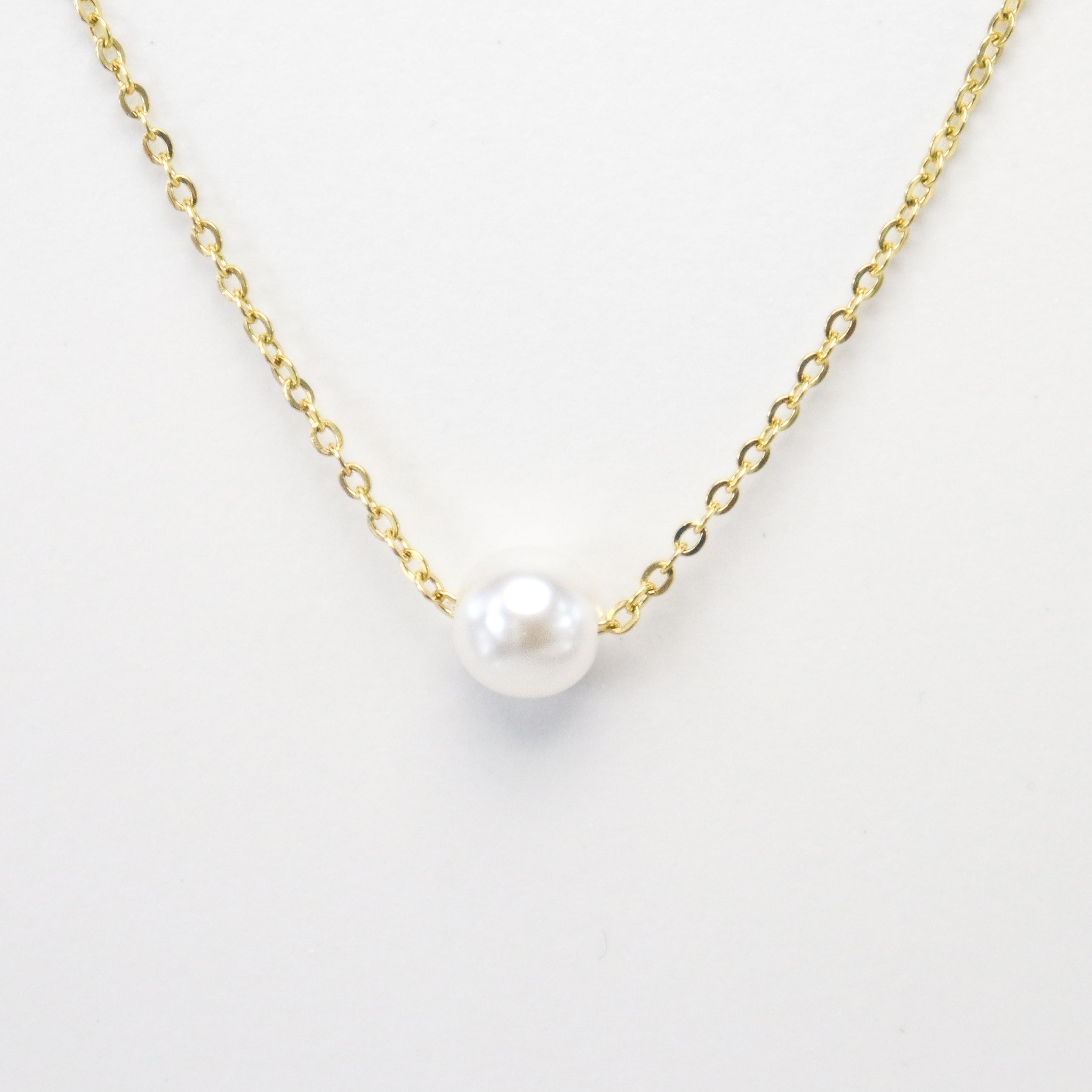 Gold Pearl Cable Chain Necklace