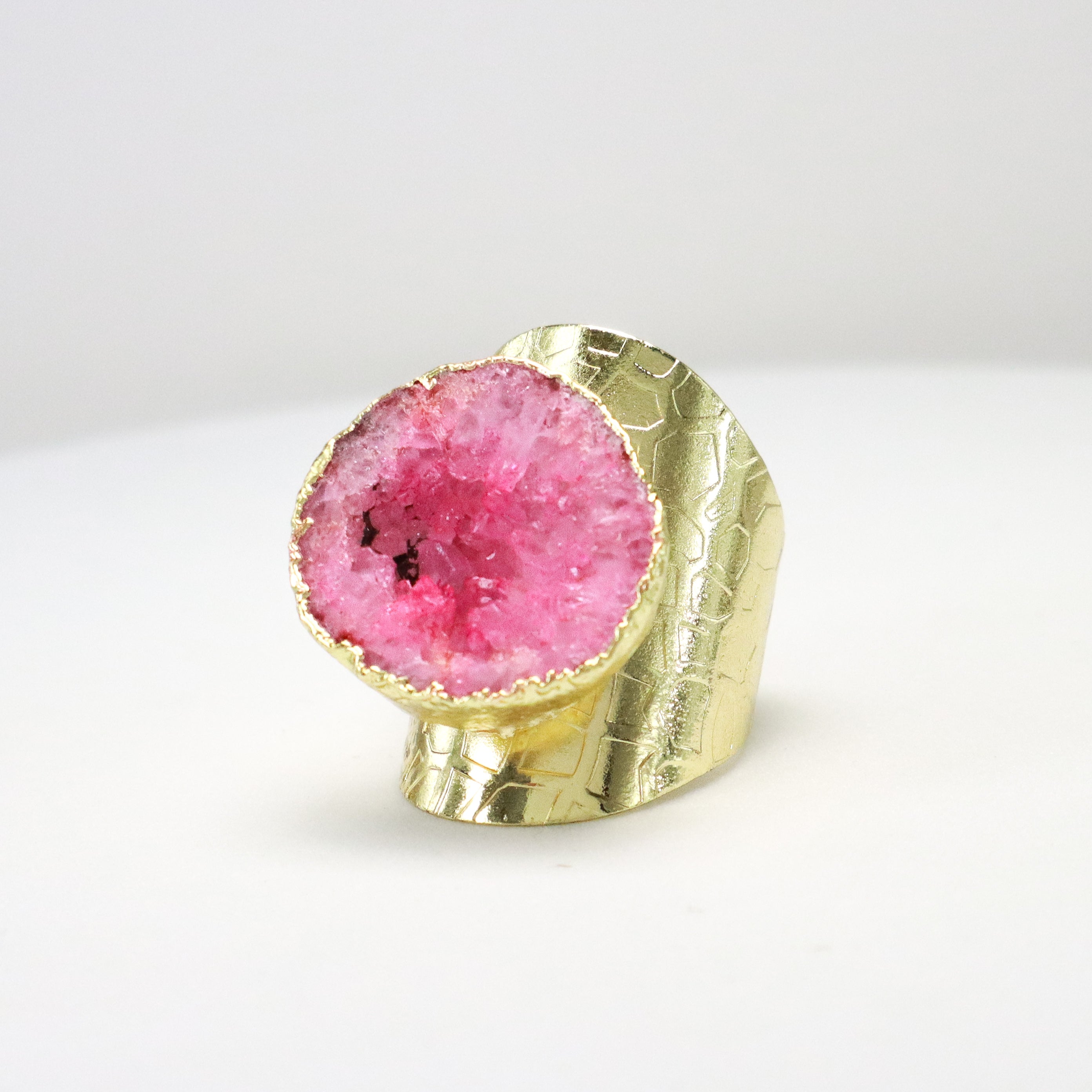 Pink Druzy Cuff Ring