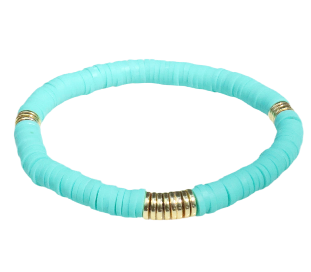 Teal & Gold Clay Bracelet