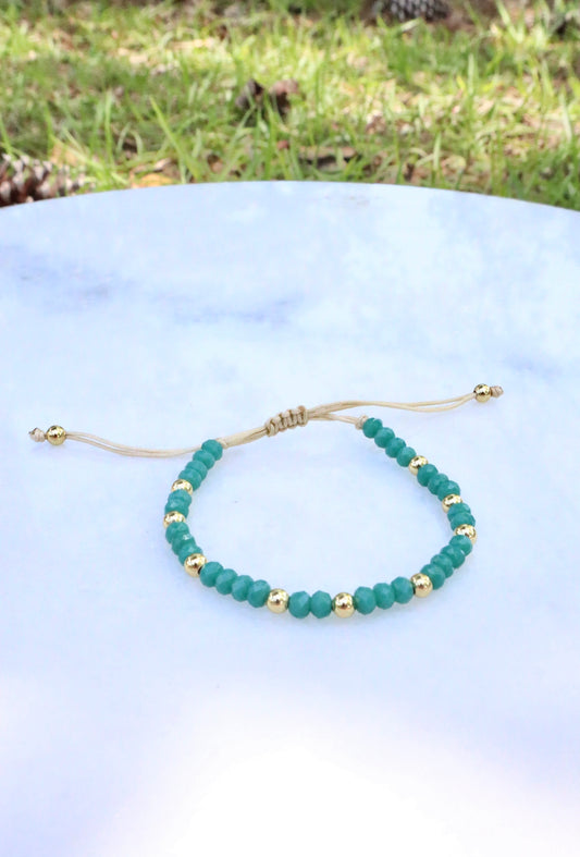 Teal Nation Adjustable Crystal Bracelet