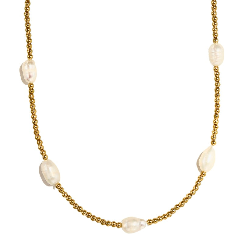 Ariel’s Fresh Water Pearl & Gold Beaded Necklace