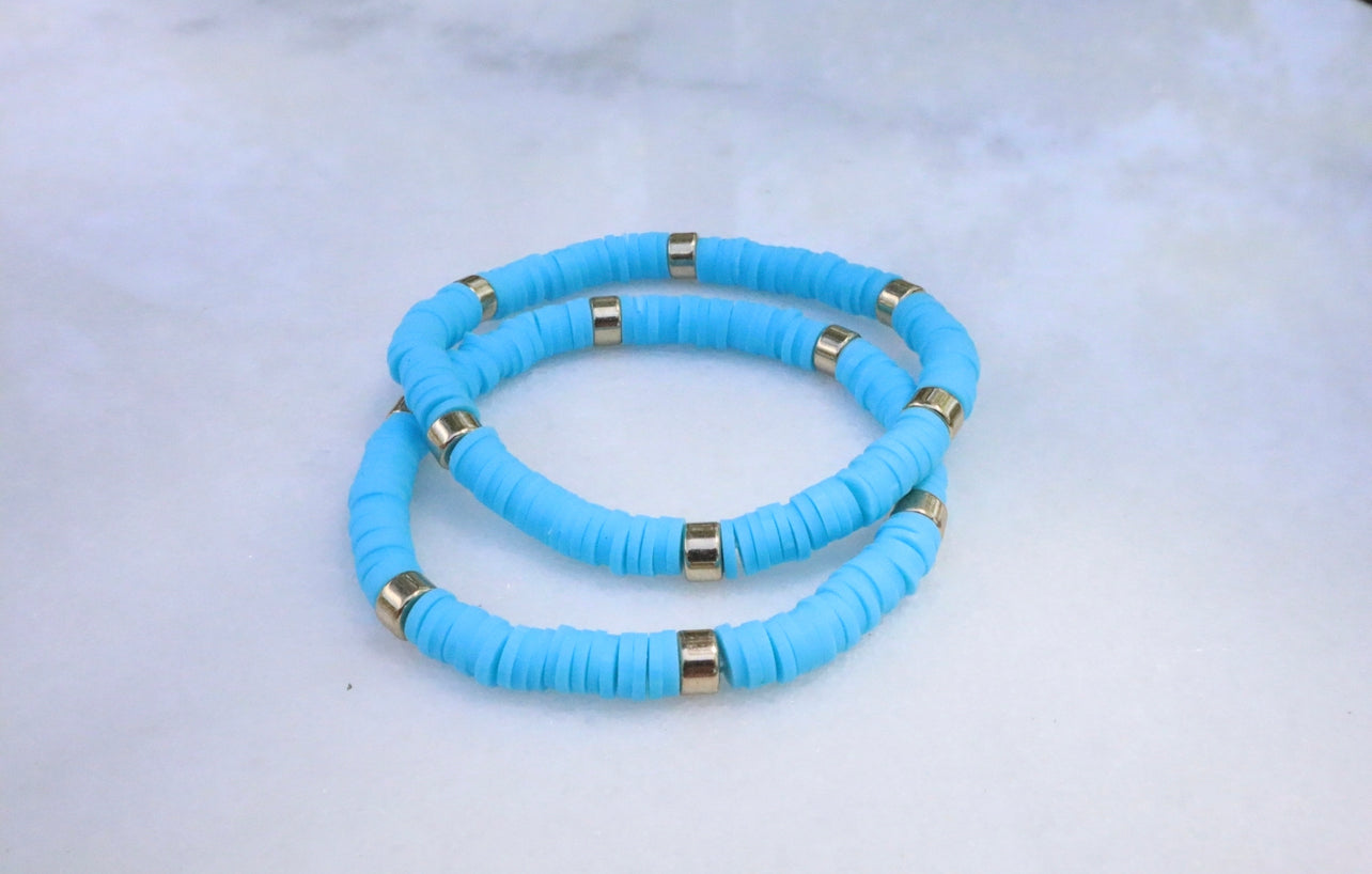 Blue & Gold Clay Bracelet