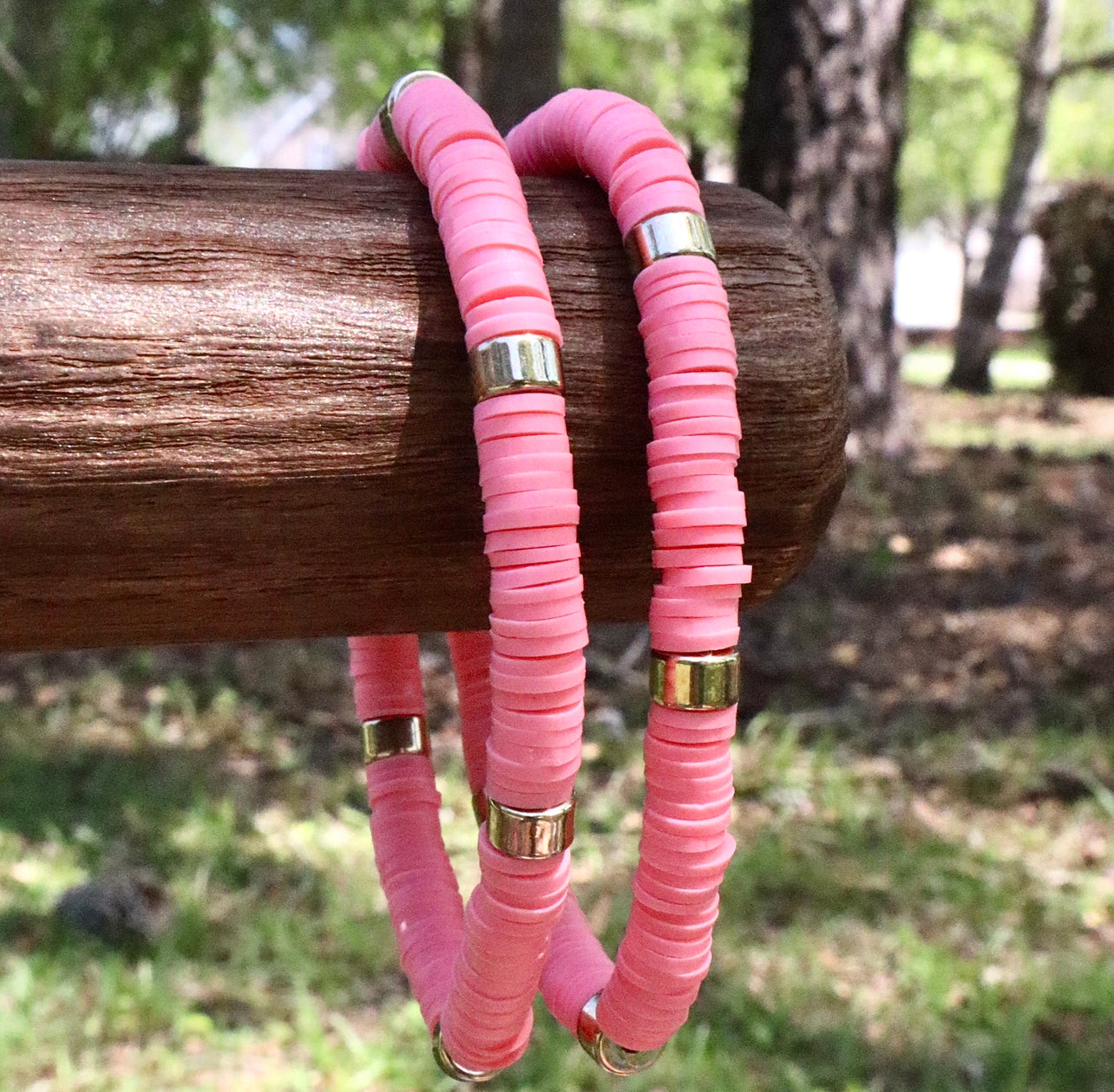 Pink & Gold Clay Bracelet