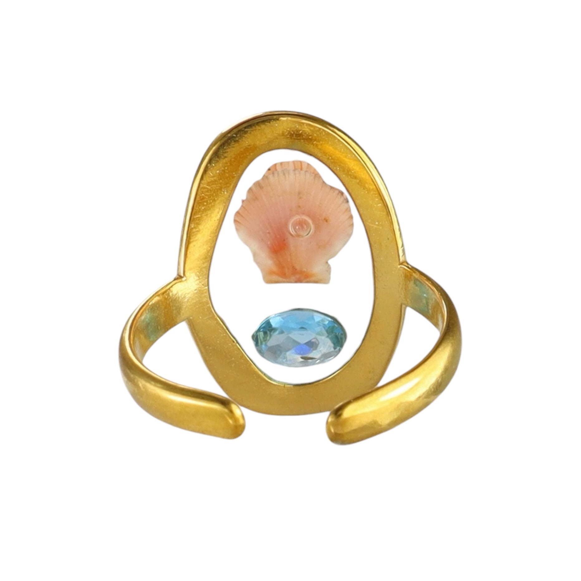 Seaside Blue Topaz Shell Ring