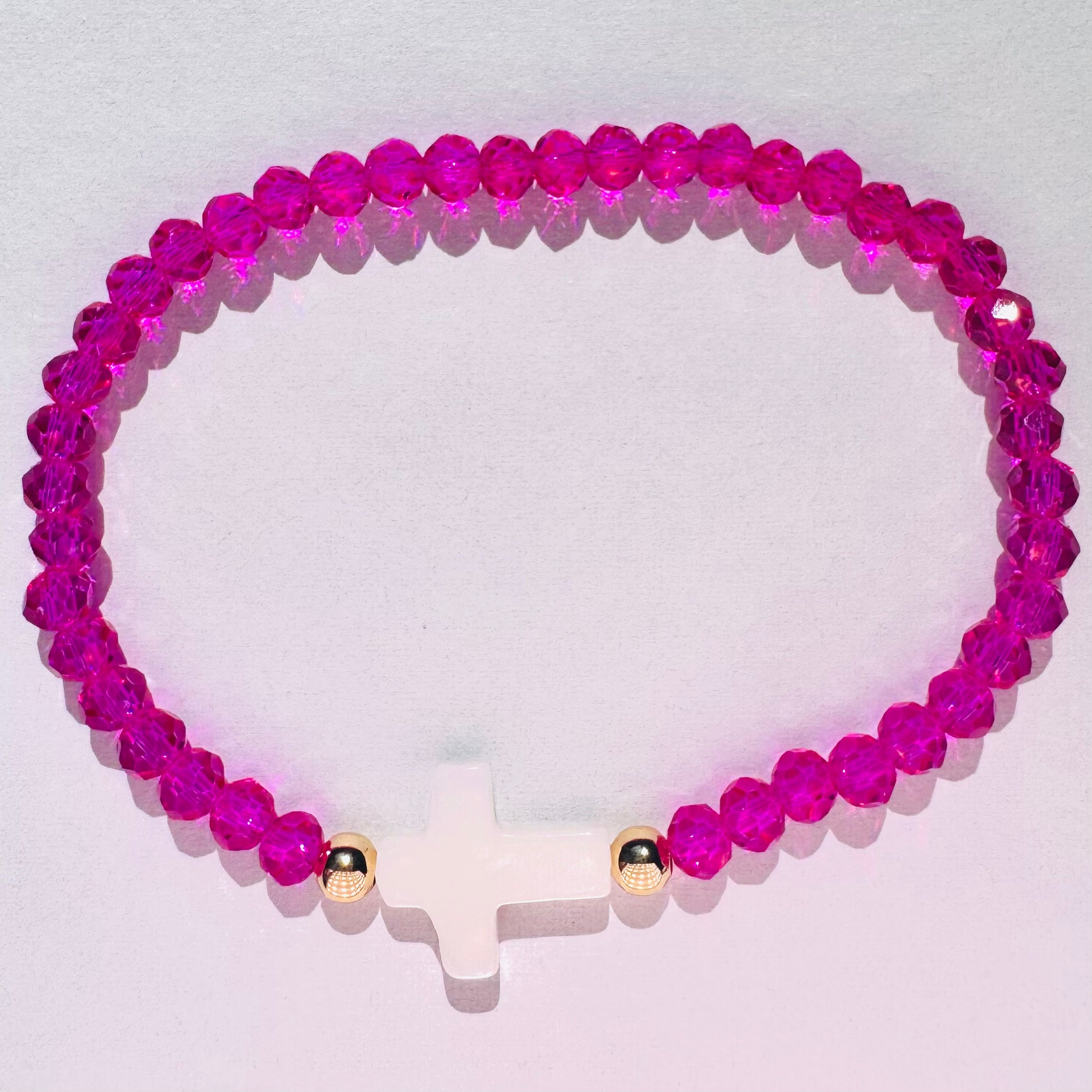Hot Pink Cross Bracelet