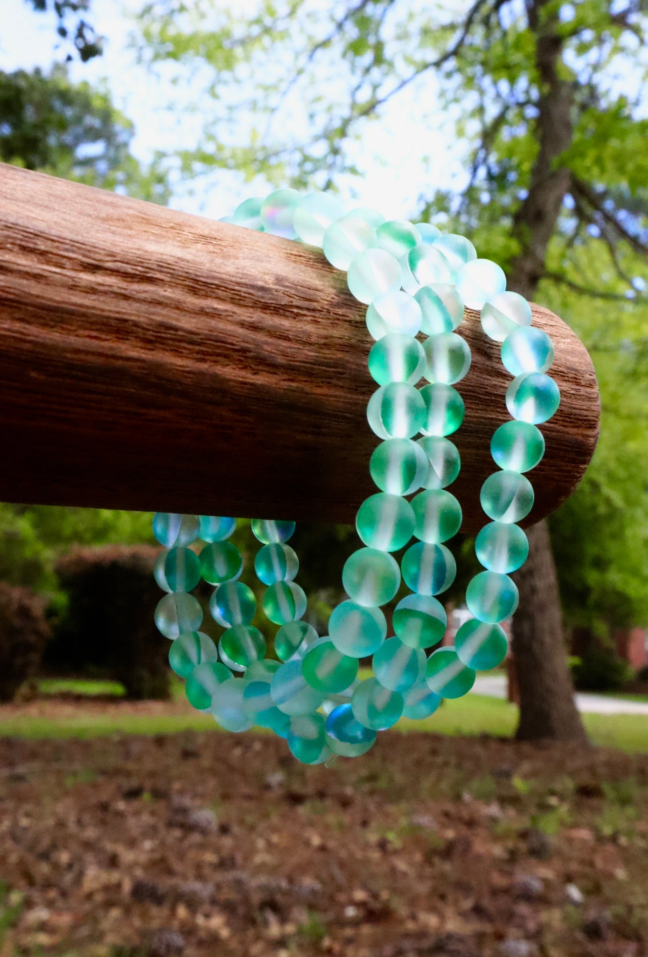 Iridescent Green Mermaid Bead Bracelet