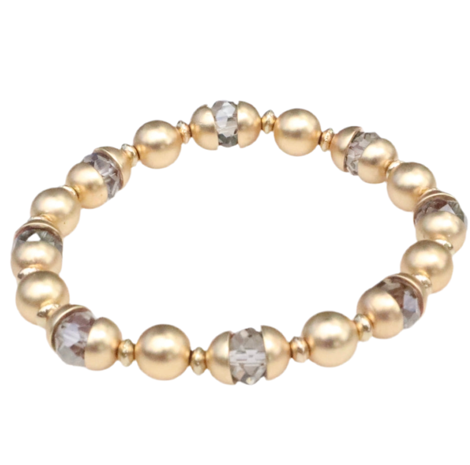 Matte Gold & Grey Crystal Bracelet