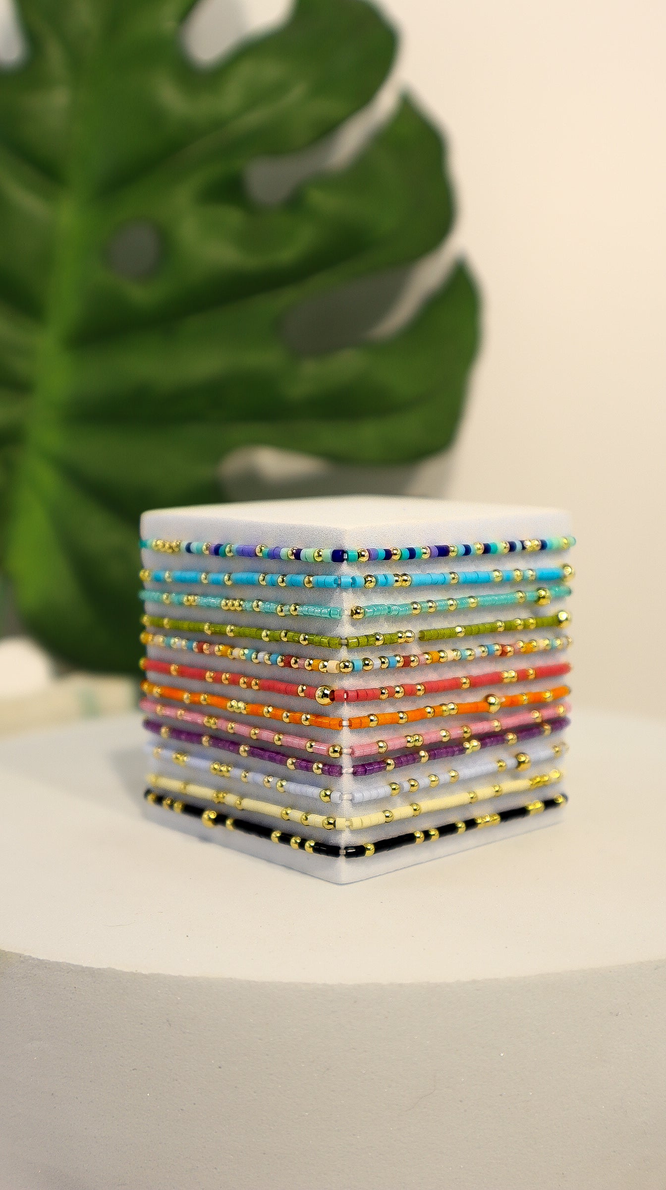 Multicolor & Gold Seed Bead Bracelet