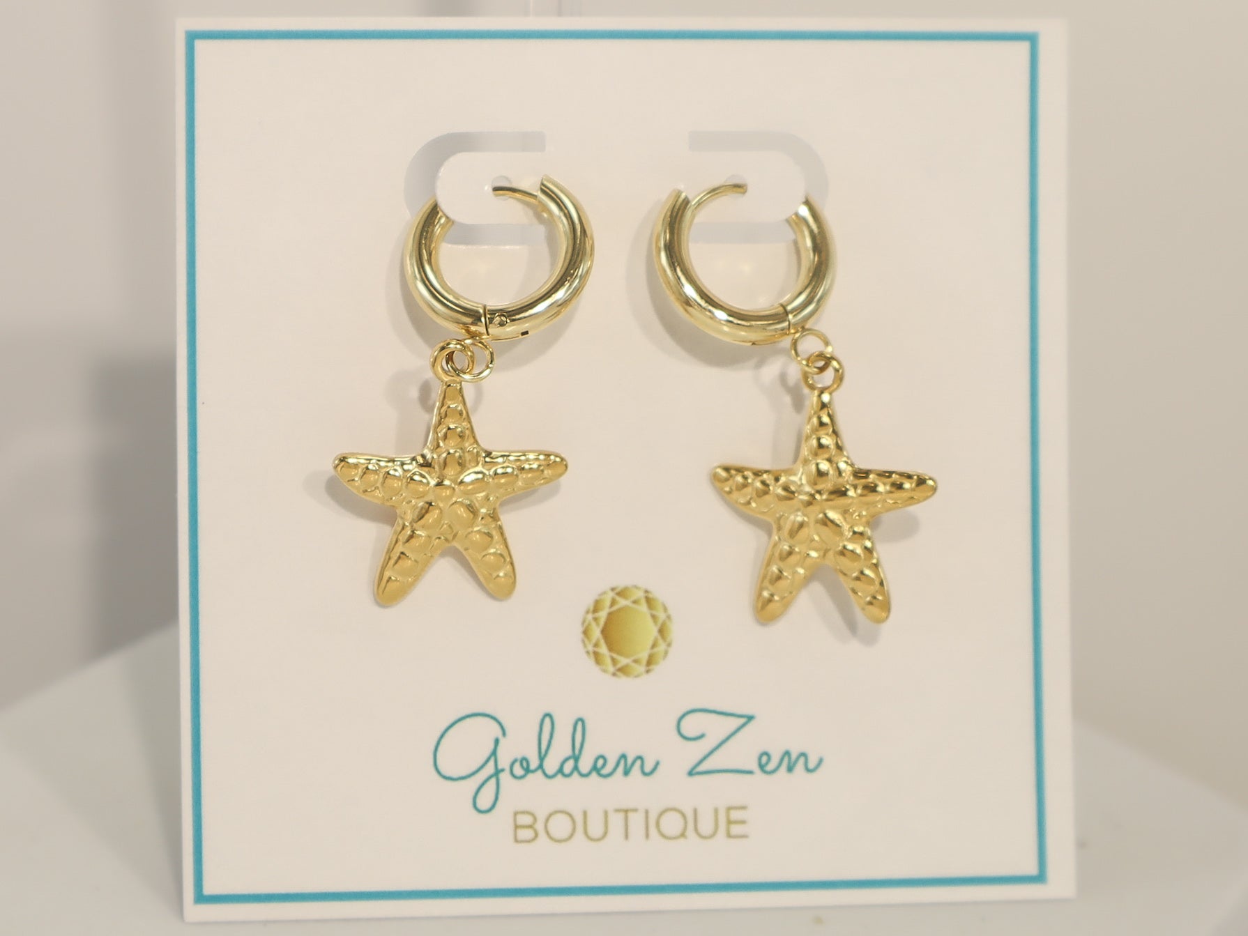 Gold Starfish Hoop Earrings