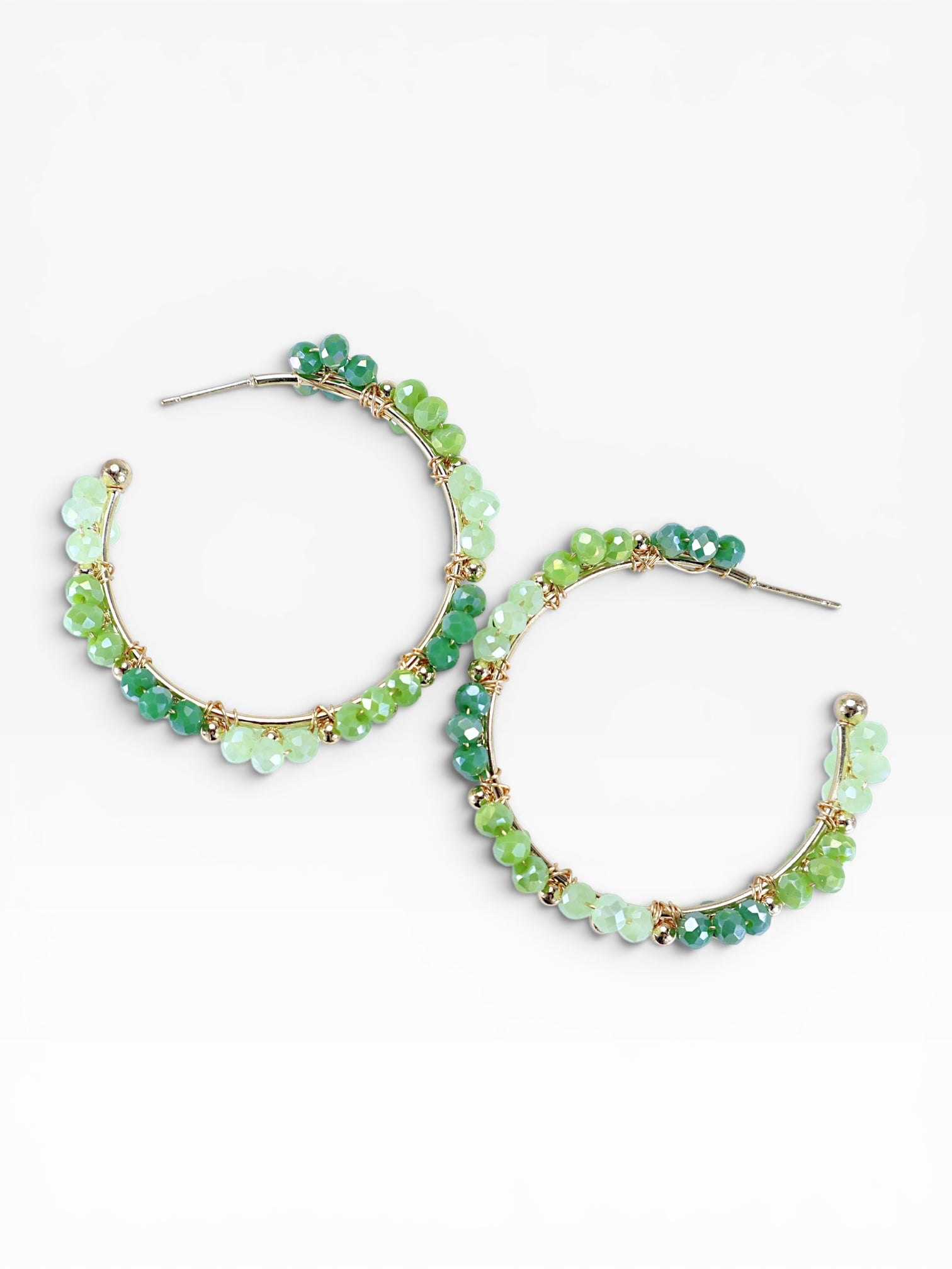 2”inch Green Crystal Daisy Hoops