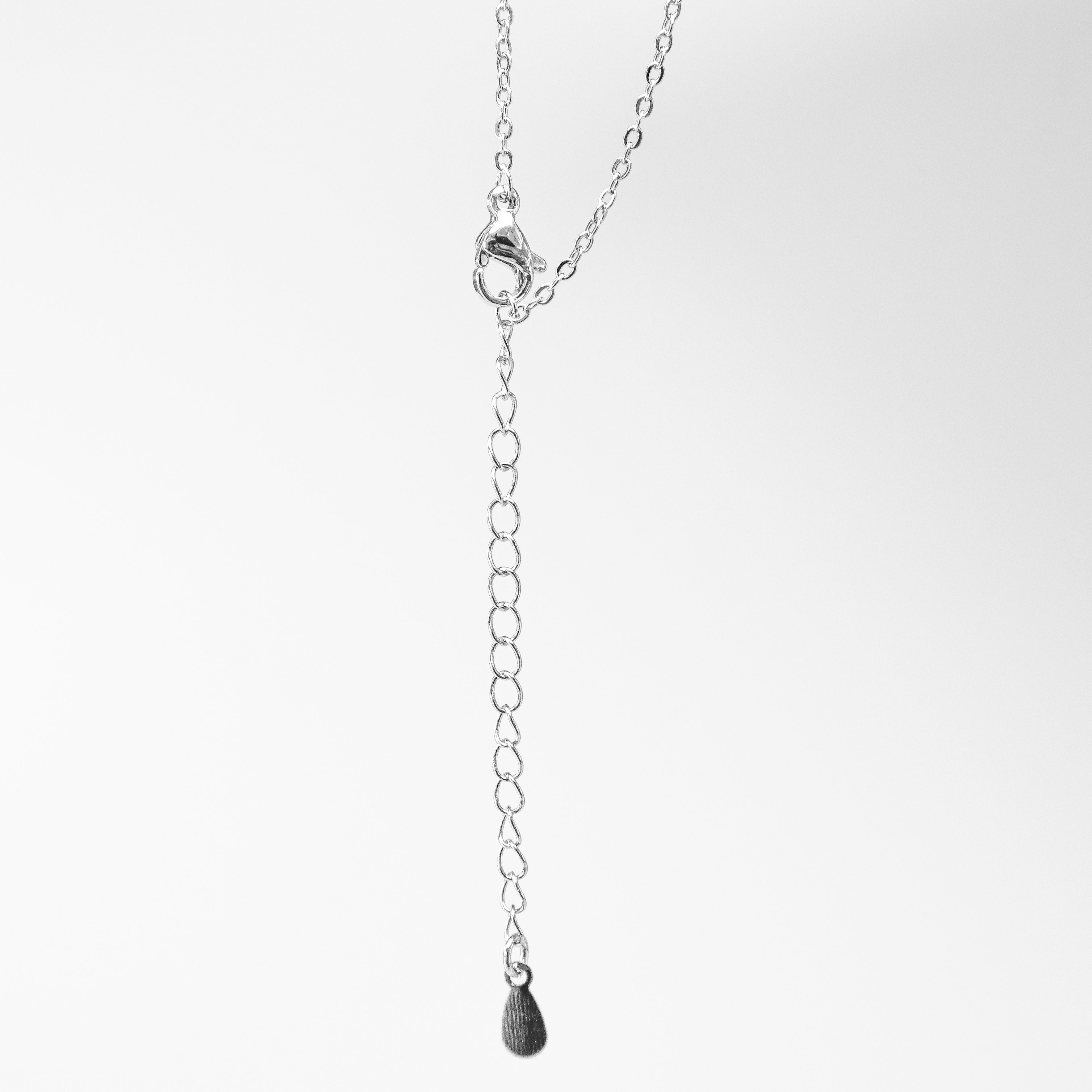 Silver Crystal Baguette Charm Necklace