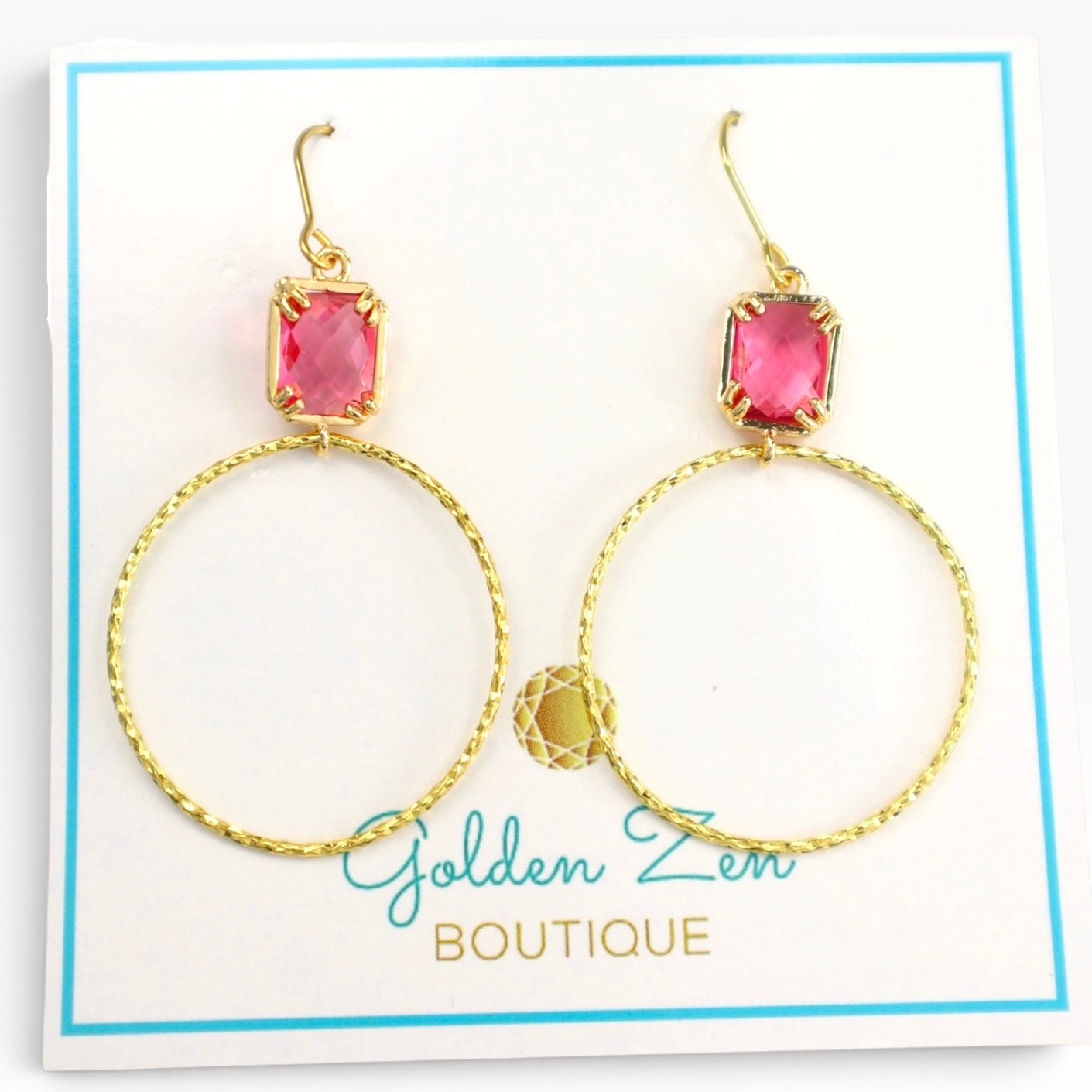 Pink & Gold Round Statement Earrings