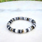 Black, White, Grey & Gold Clay Bracelet