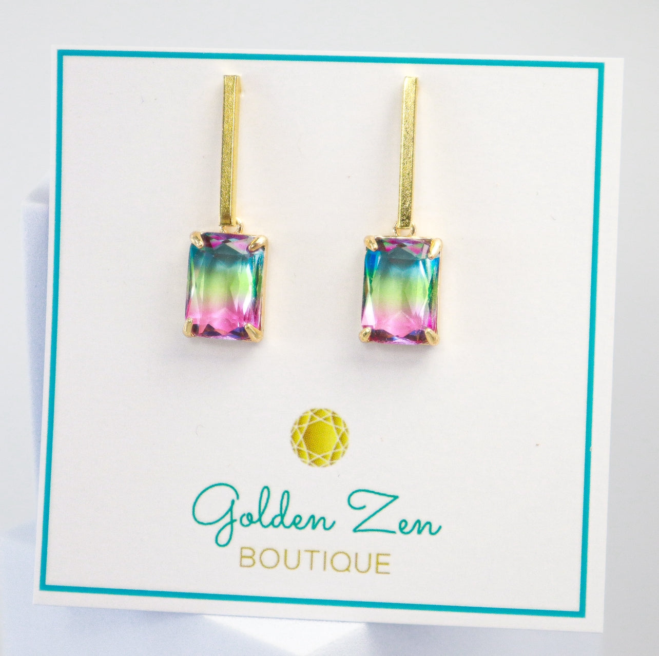 Bella’s Gold & Ombre Multicolor Crystal Dangle Earrings