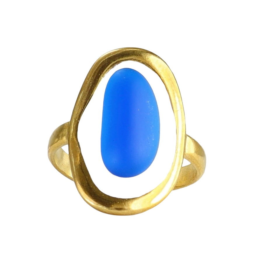 Royal Blue Sea Glass Ring