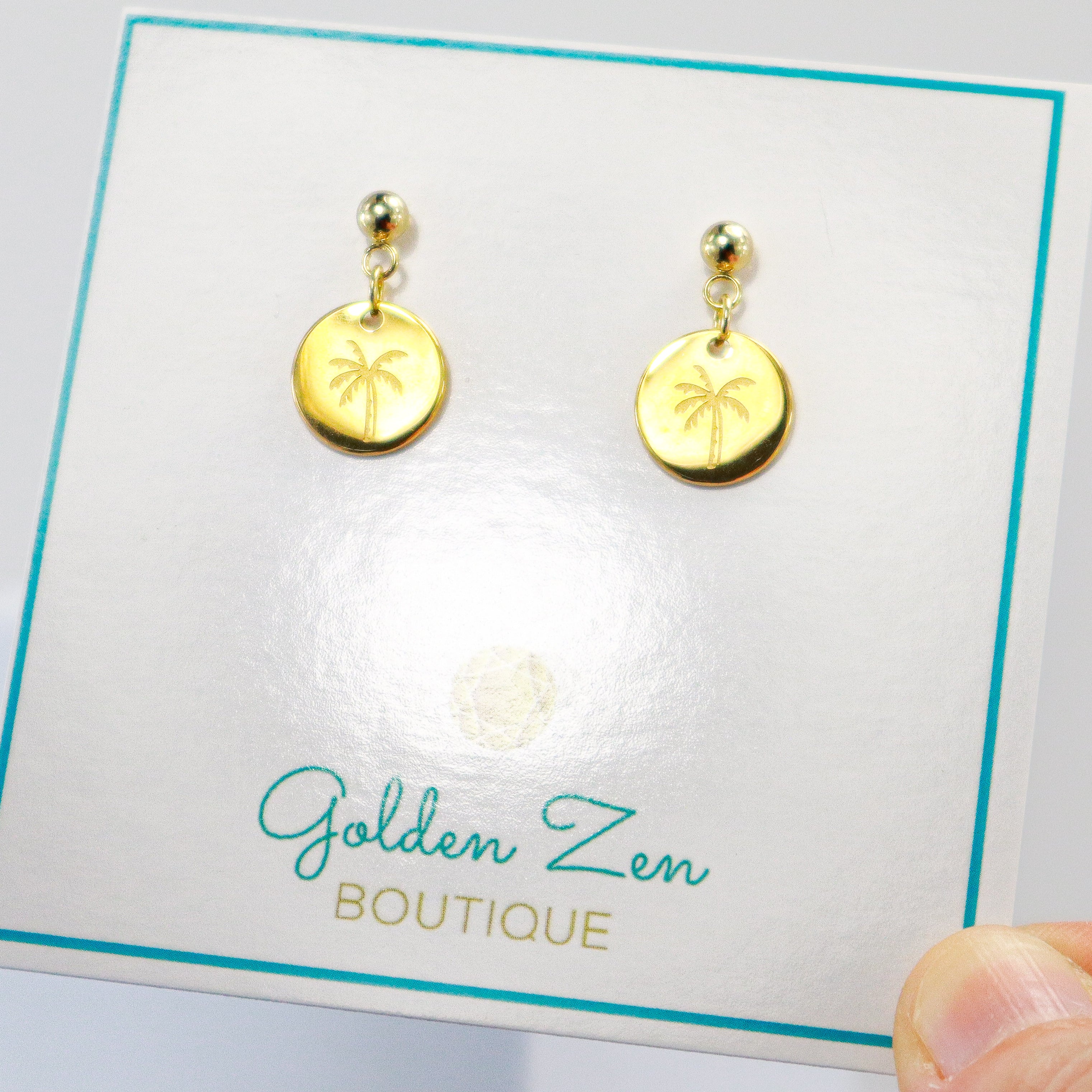 Gold Palm Tree Post Earrings