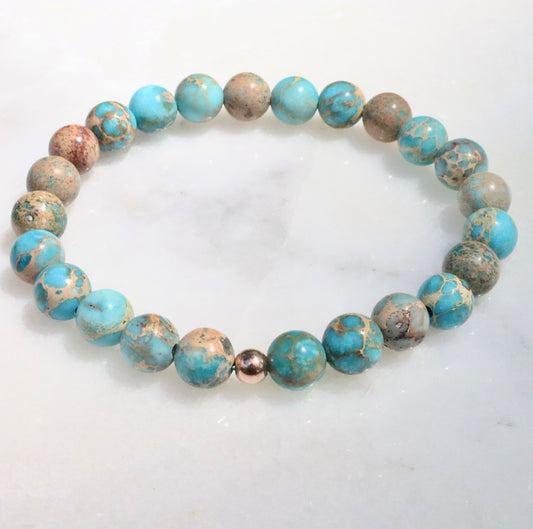 Genuine Blue Ocean Jasper Gemstone Bracelet
