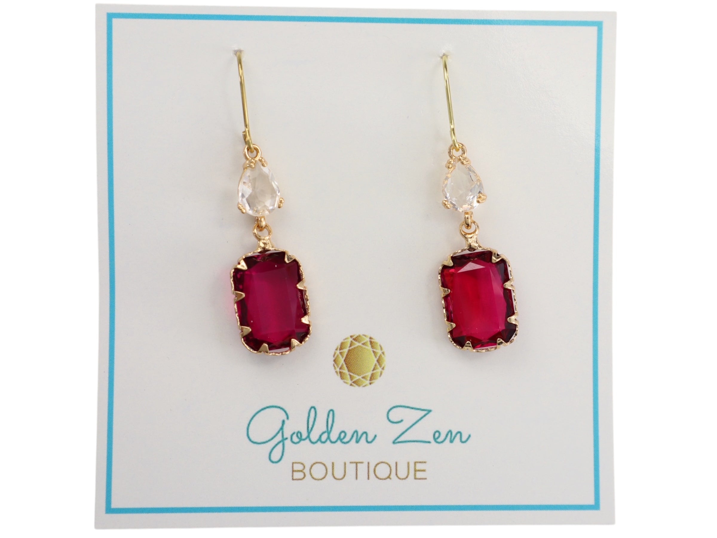 Magenta Princess Crystal Dangle Earrings