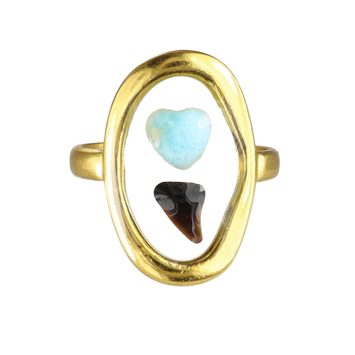 Prehistoric Venice Shark Tooth & Genuine Larimar Ring