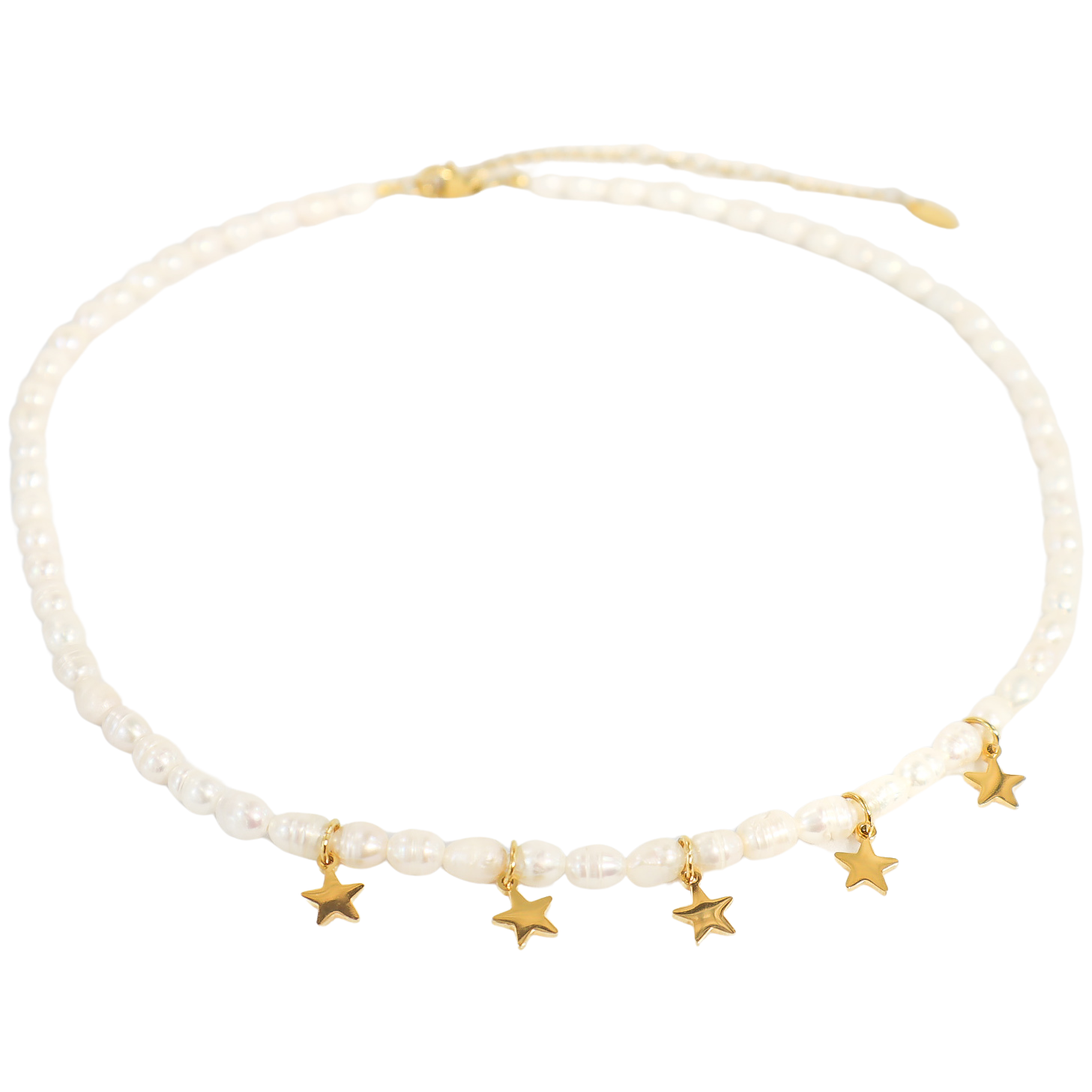 Fresh Water Pearl & Gold Star Stainless Steel Necklace