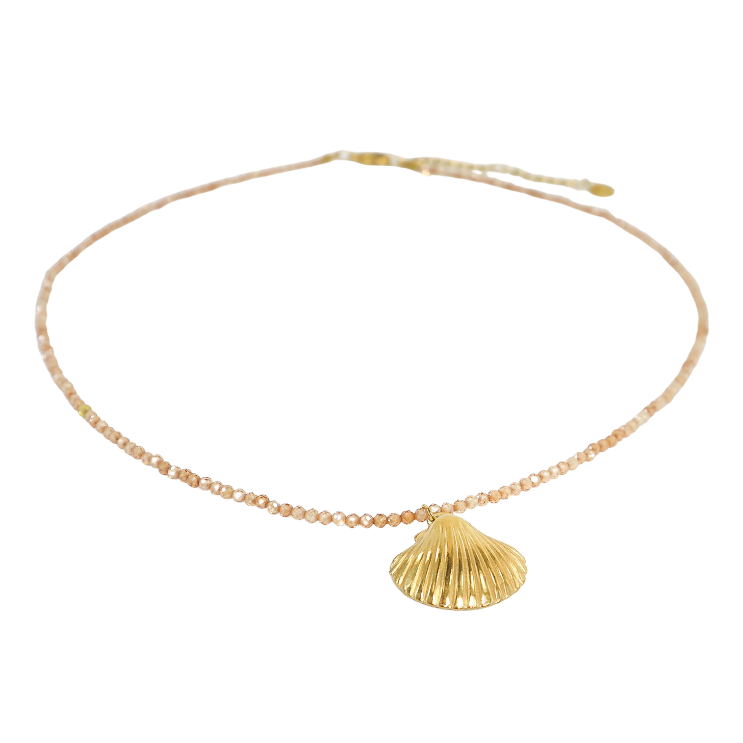 Gold Shell Tan Crystal Necklace