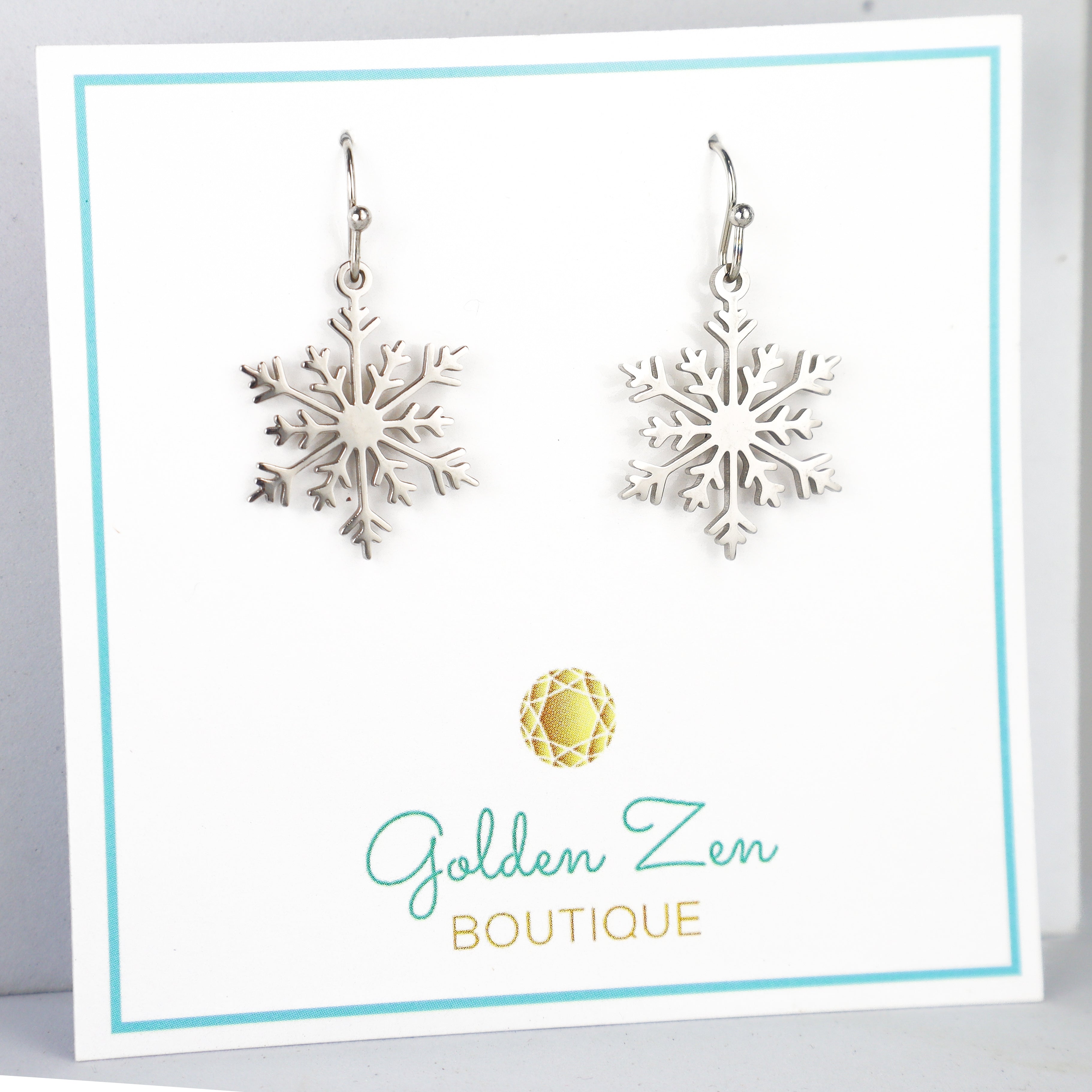 Silver Snow Flake Holiday Earrings