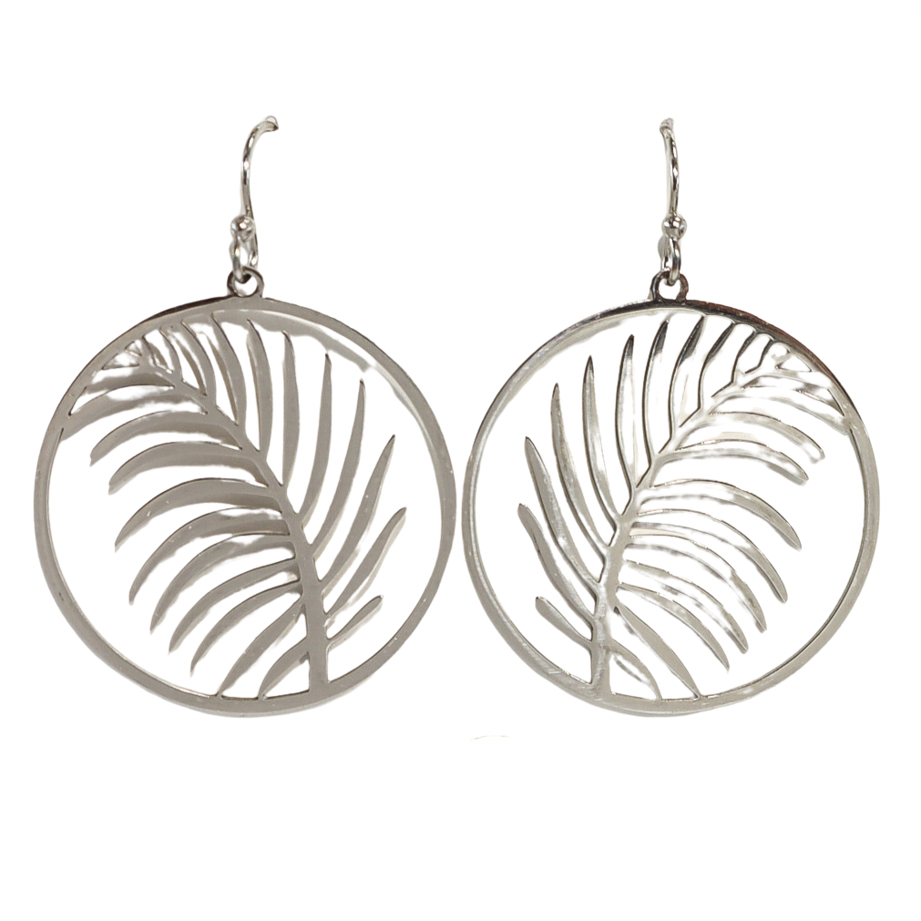 Stainless Steel Palm Fan Earrings