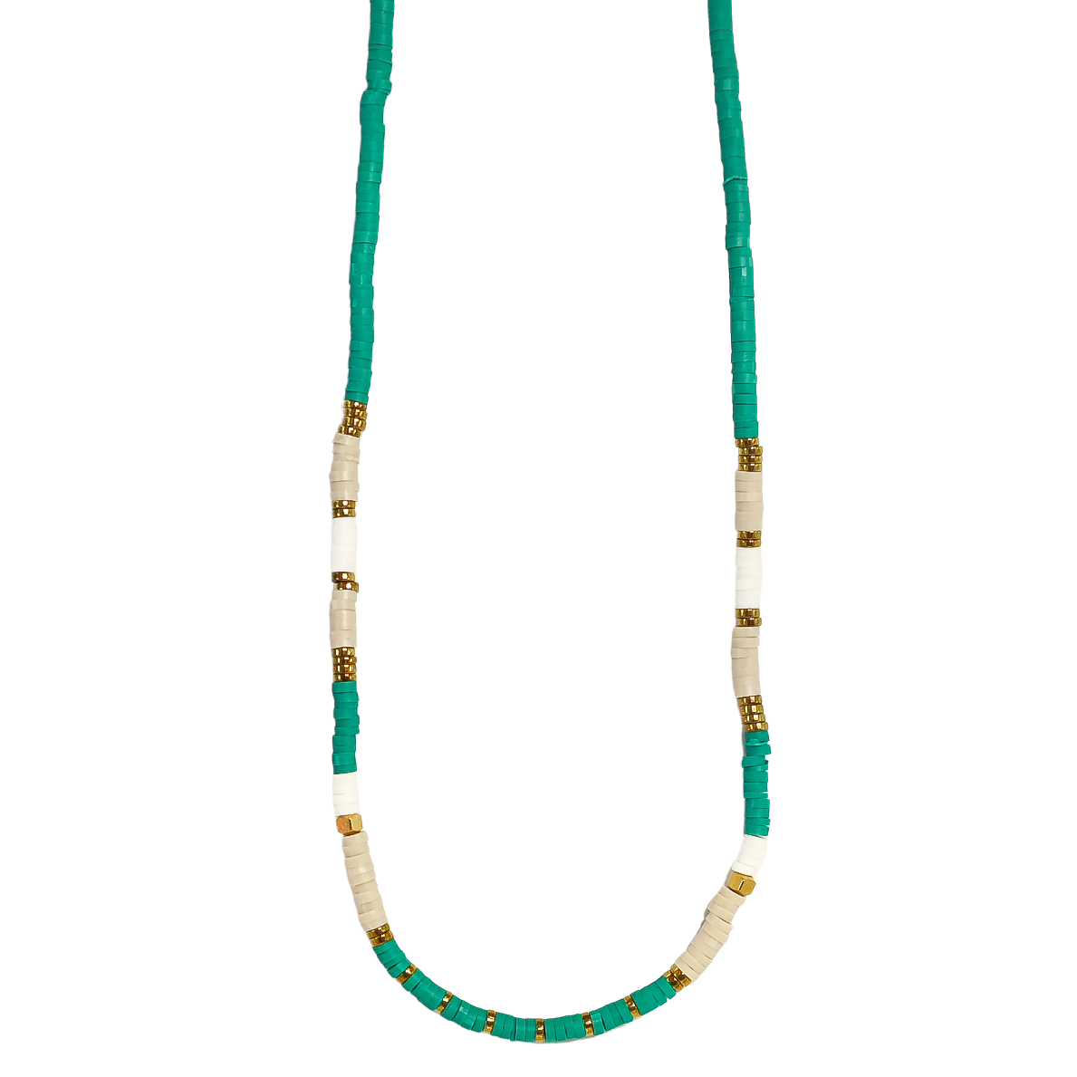 Coastal Teal Clay Beaded Necklace