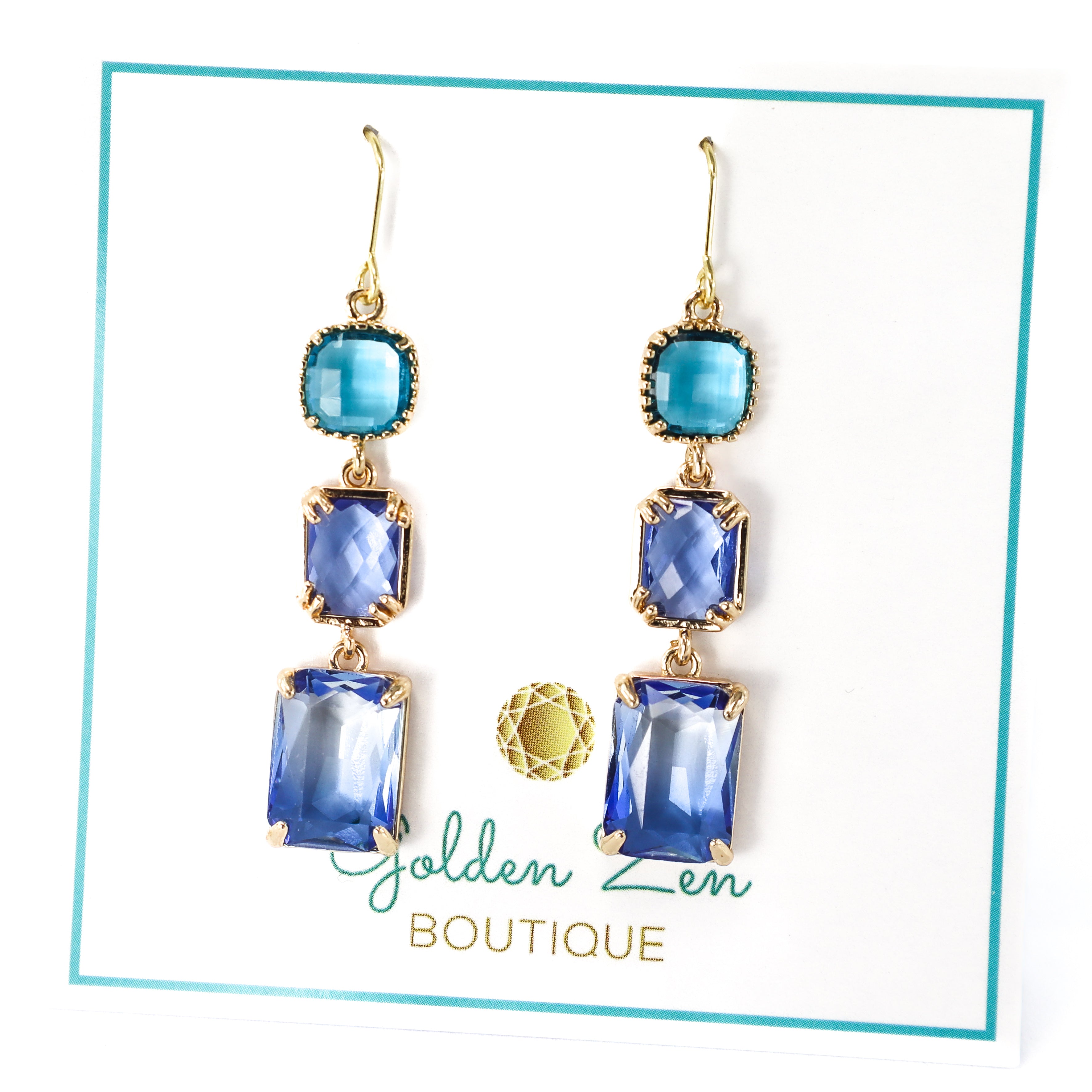 Blue Ombre Gemstone Drop Earrings