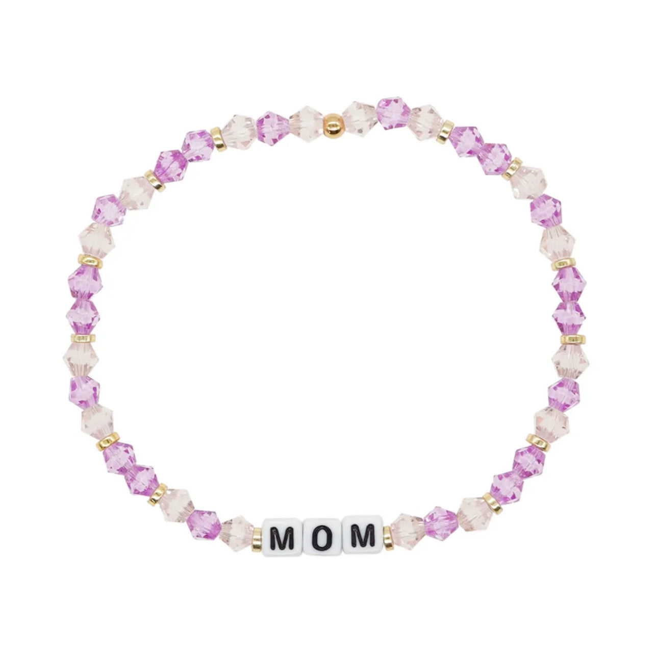 Mom Purple Crystal Word Bracelet