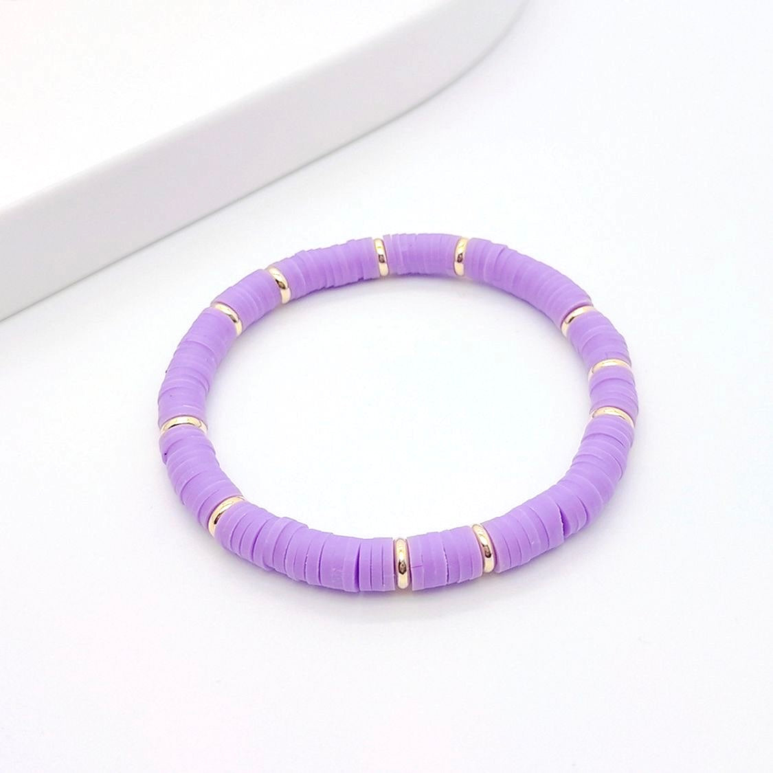 Purple & Gold Clay Bracelet