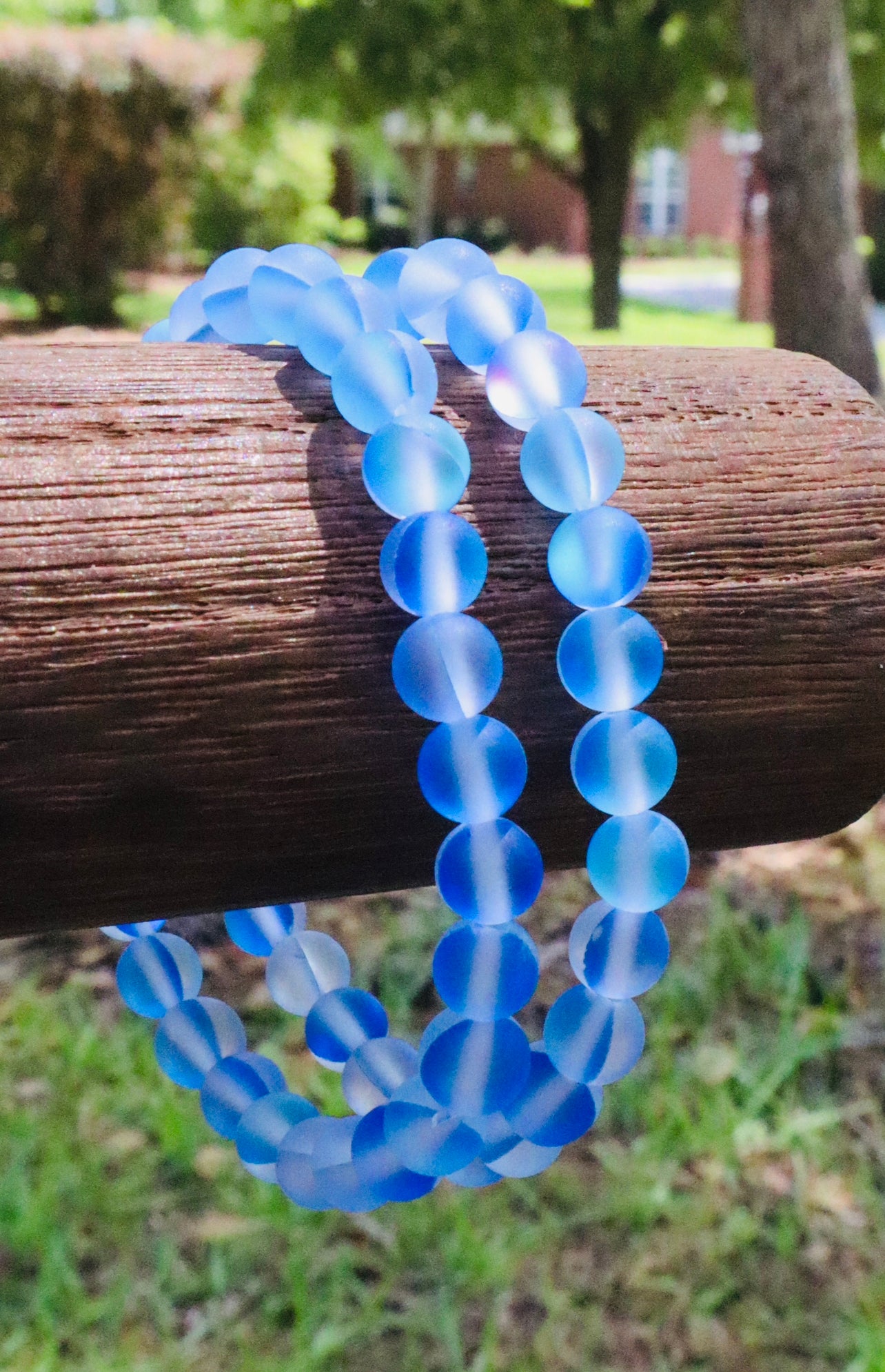 Iridescent Blue Mermaid Bead Bracelet