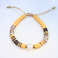 Fall Tone Clay & Pearl Adjustable Bracelet