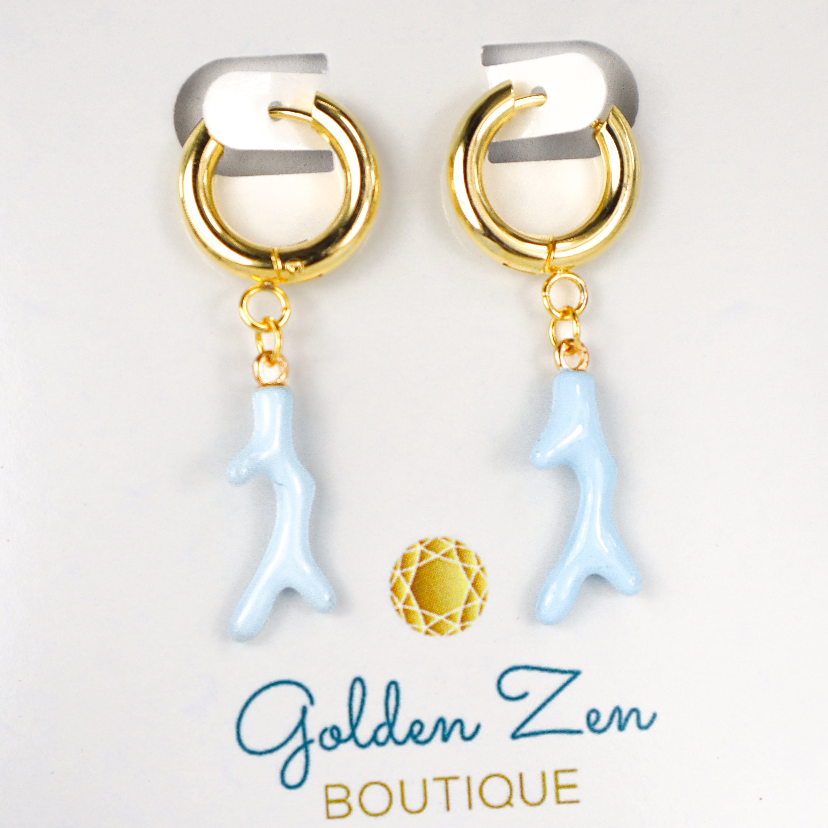 Blue Coral Mermaid Hoop Earrings