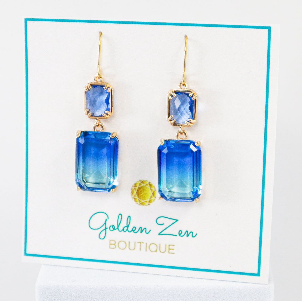 Elegant Ombre Blue Sapphire Earrings