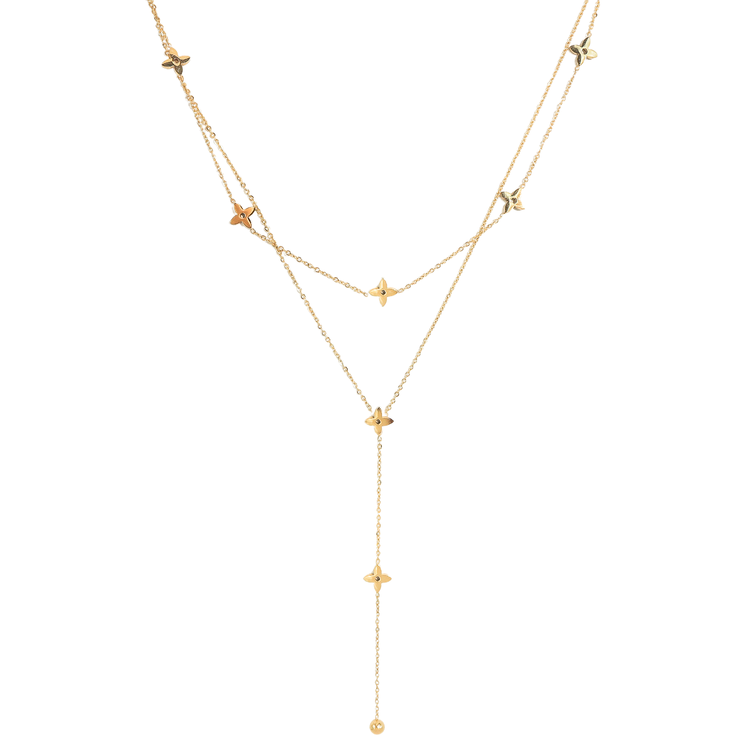 Double Layer Gold Clover Necklace