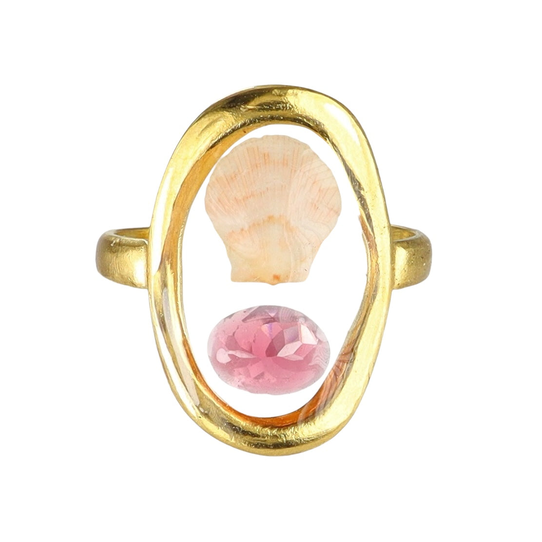 Seaside Pink Tourmaline Shell Ring