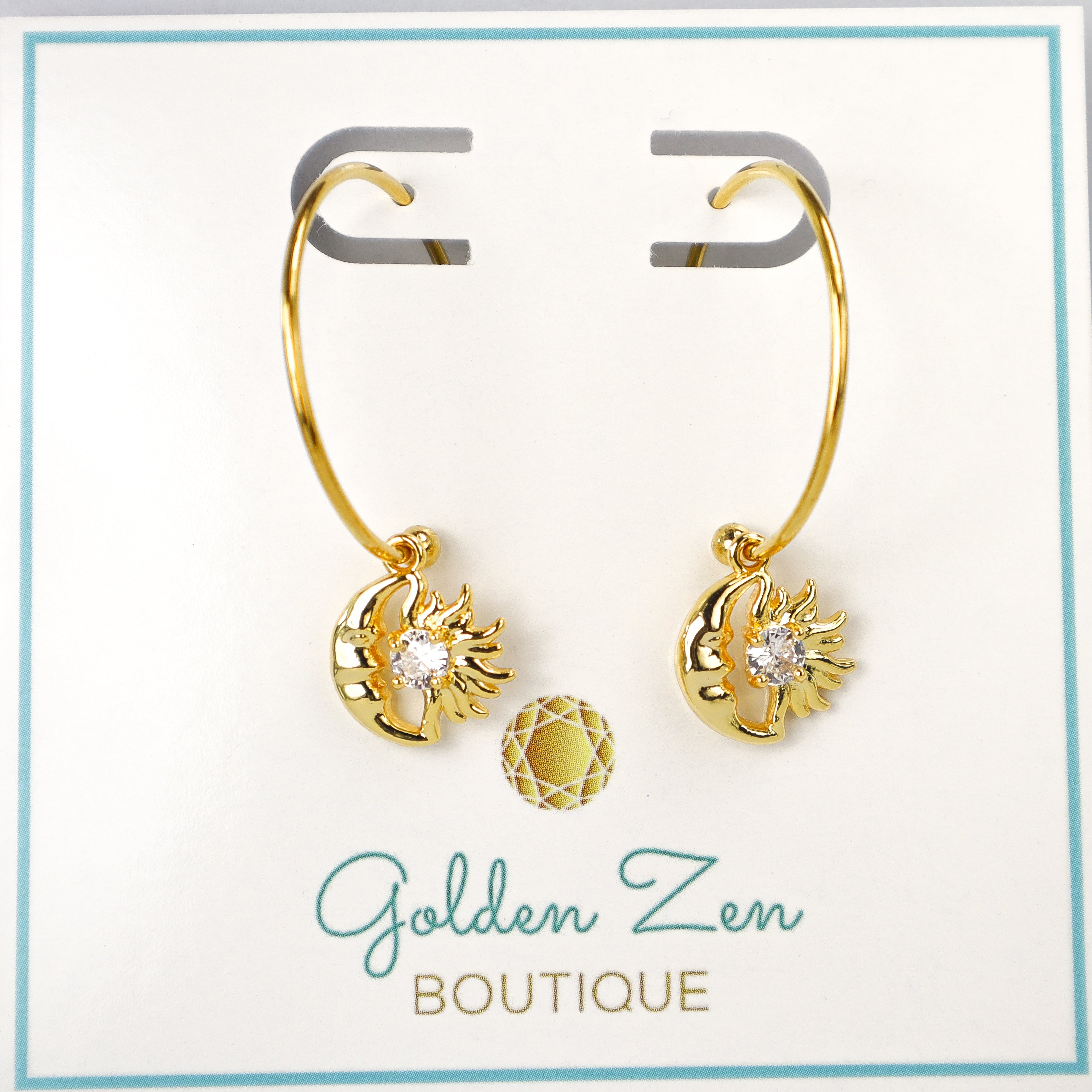 Sun & Moon Crystal Hoop Earrings