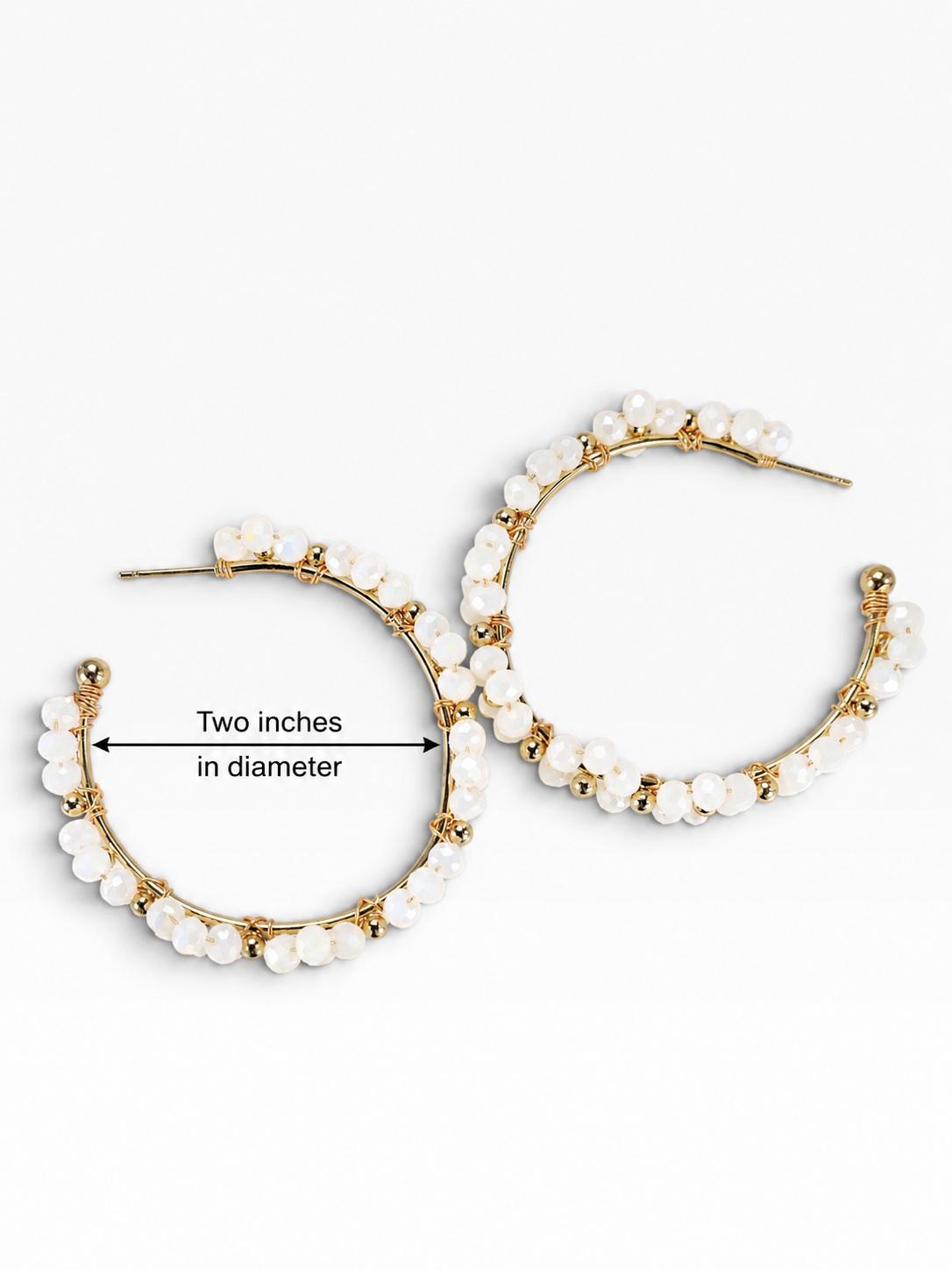 2”inch White Crystal Daisy Hoops