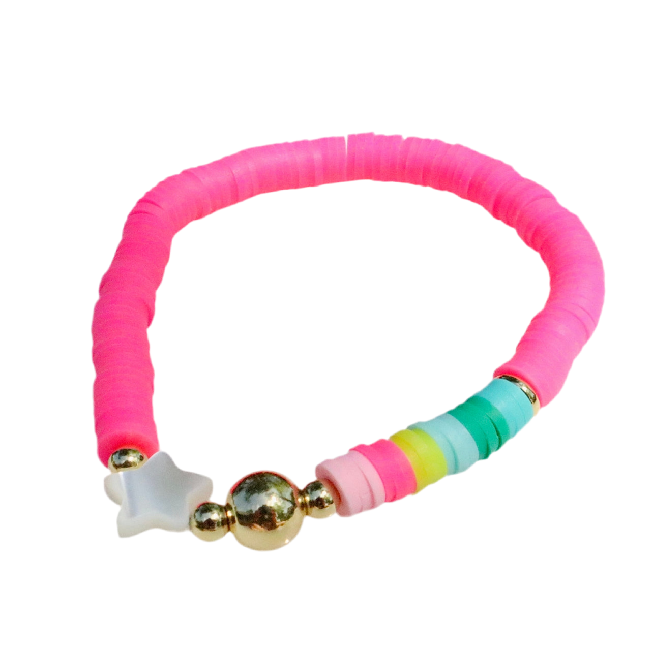 Mother of Pearl Pink & Rainbow Colorblock Bracelet