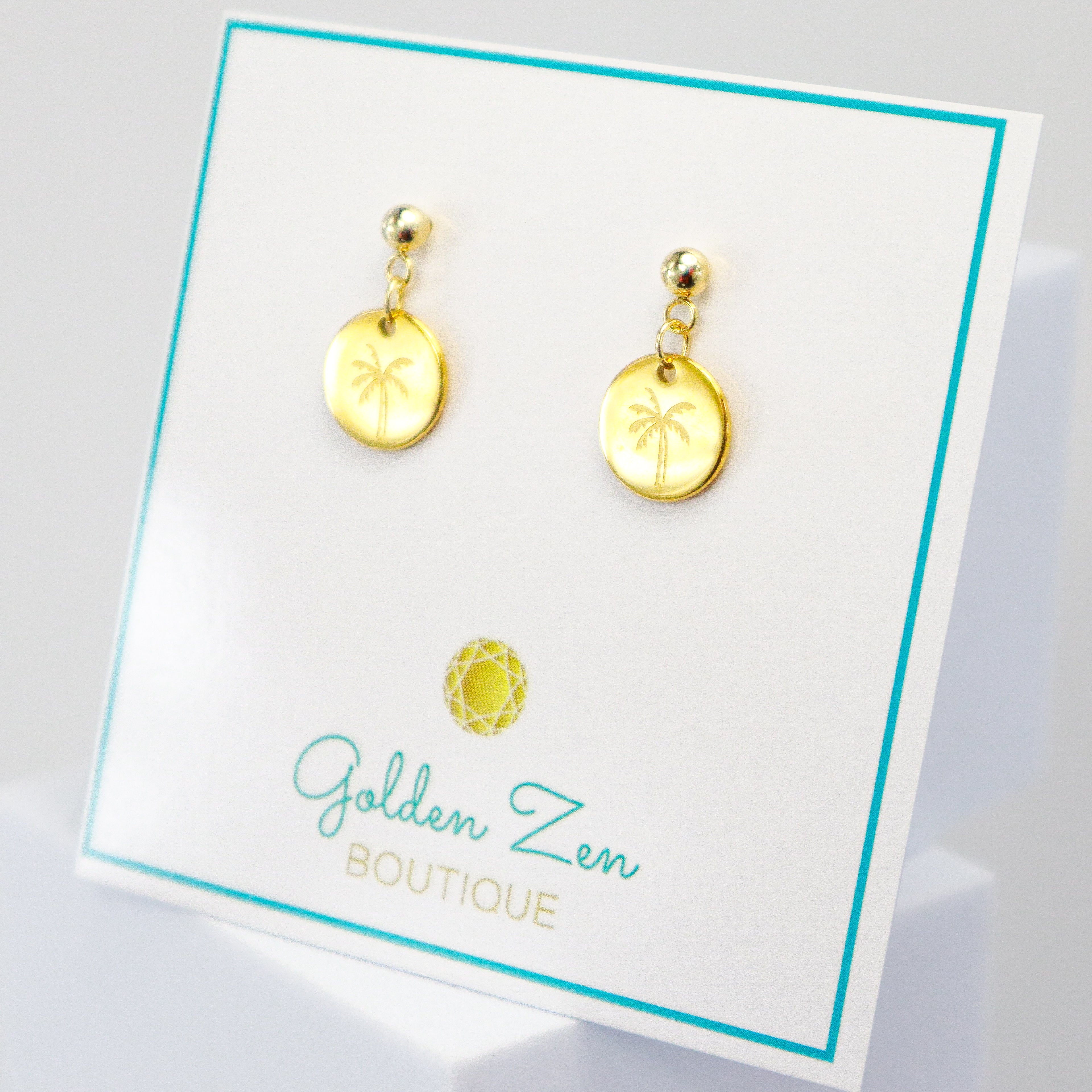 Gold Palm Tree Post Earrings
