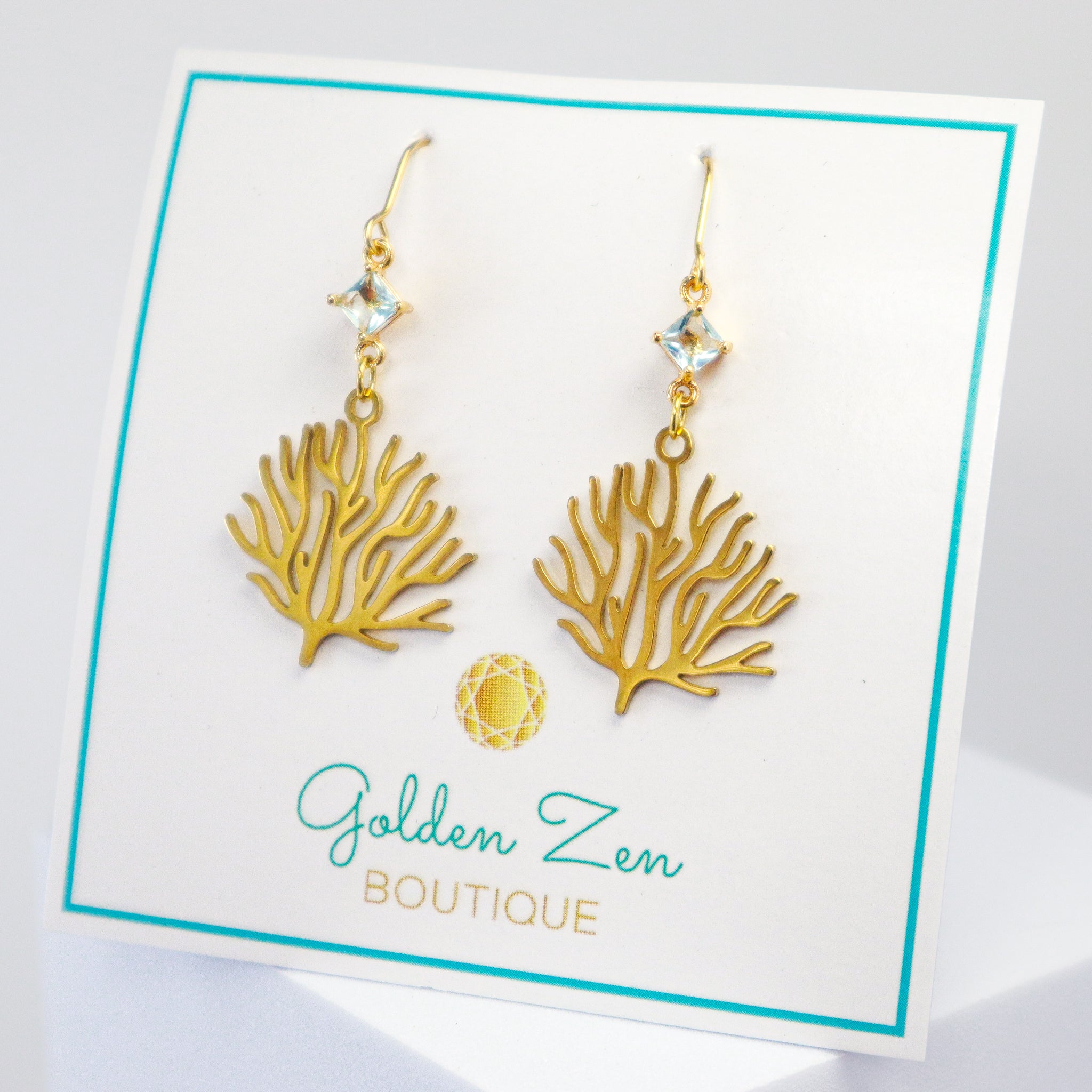 Aqua & Gold Coral Reef Earrings