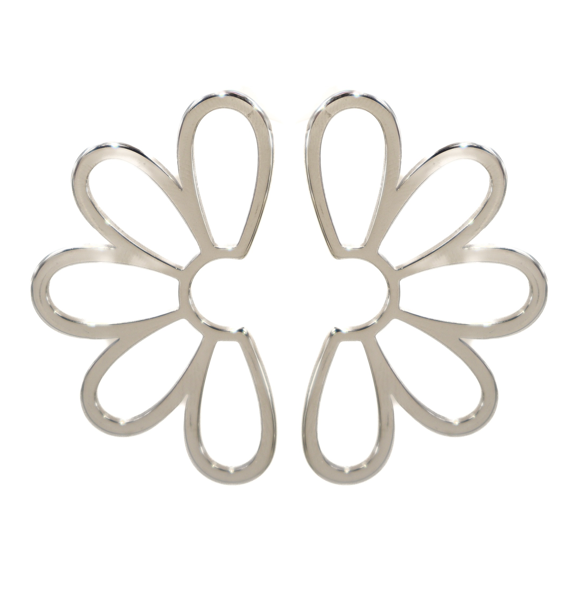 Stainless Steel Flower Stud Dangle Earrings