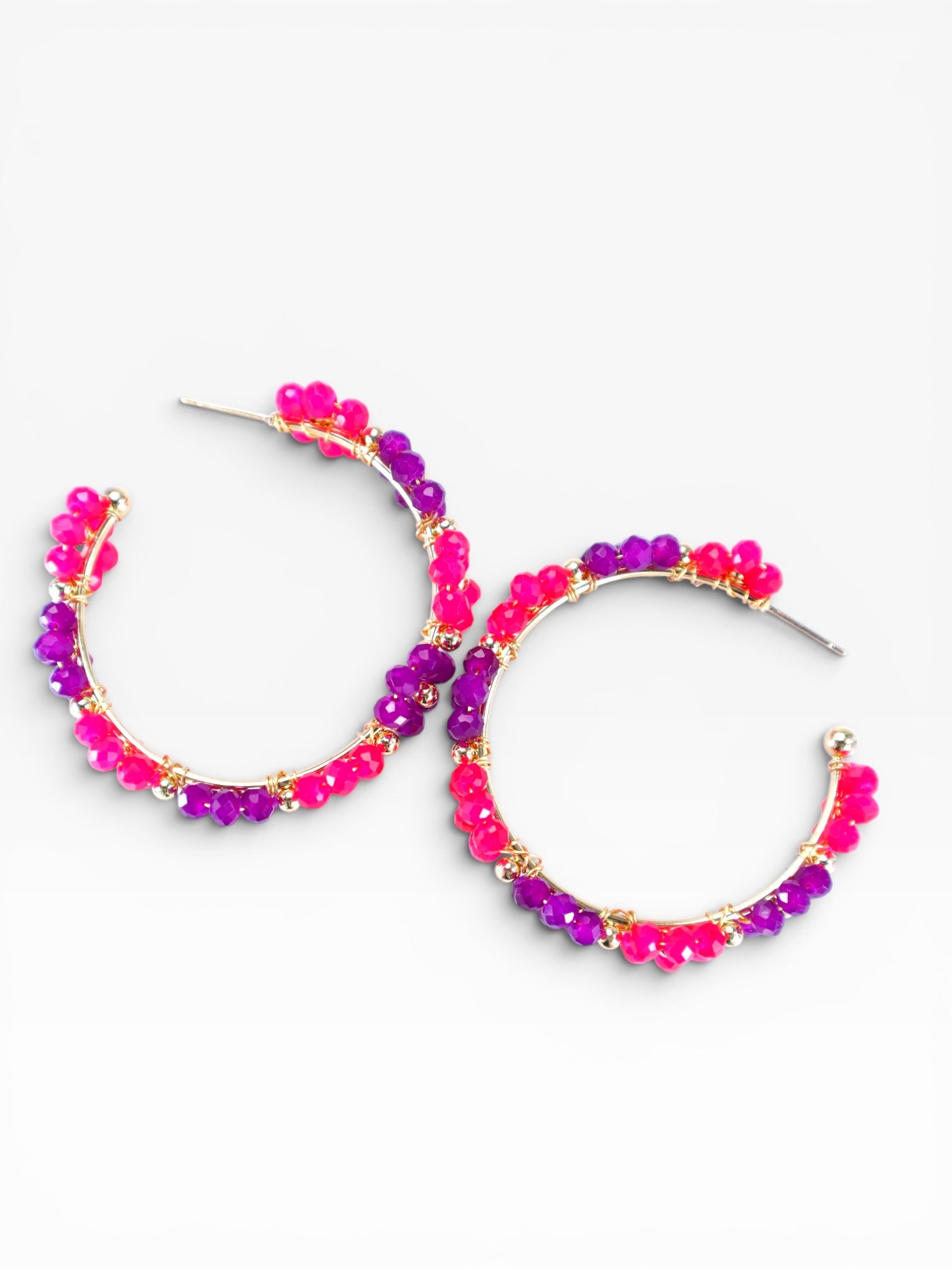 2”inch Pink Crystal Daisy Hoops