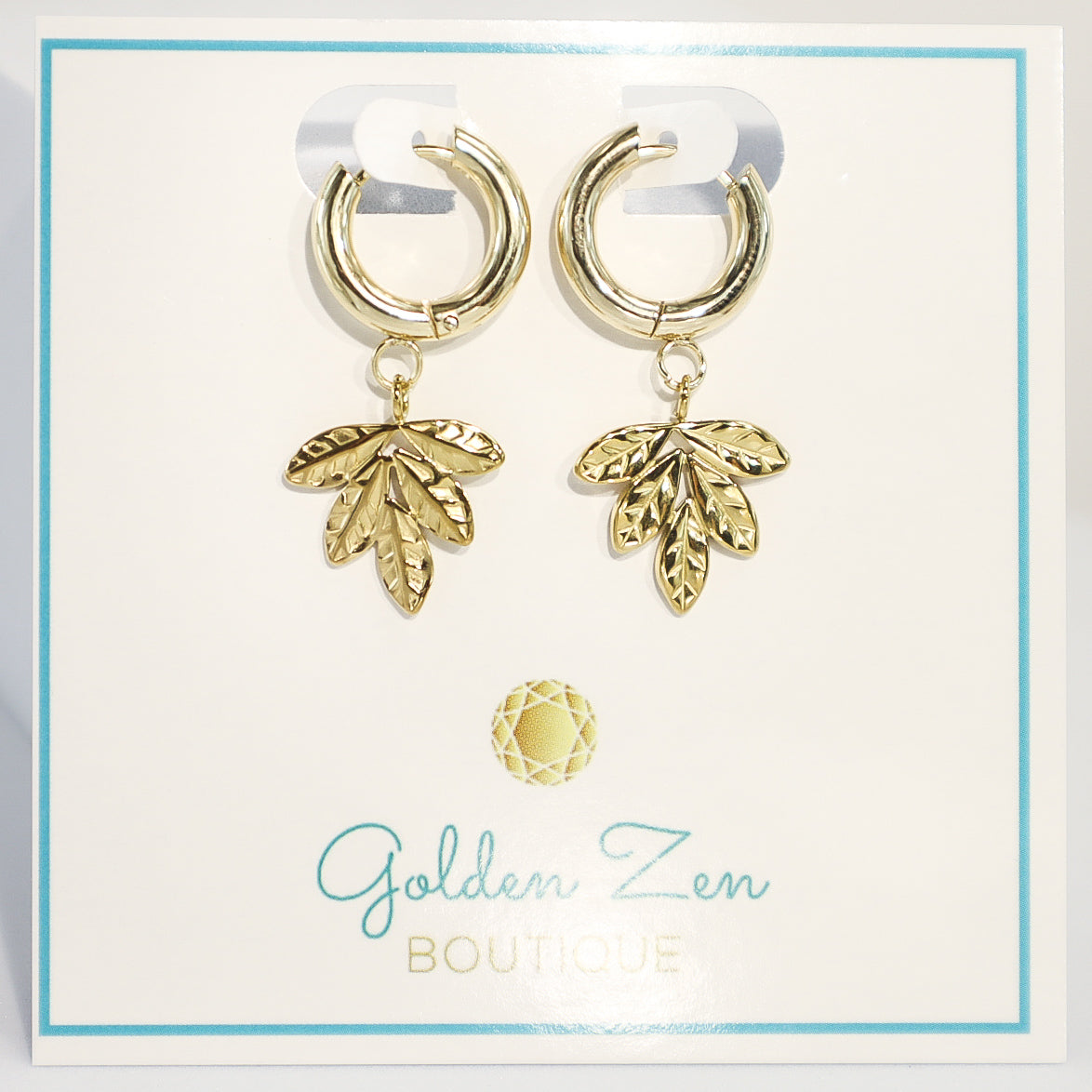 Etched Gold Leaf Hoop Earrings