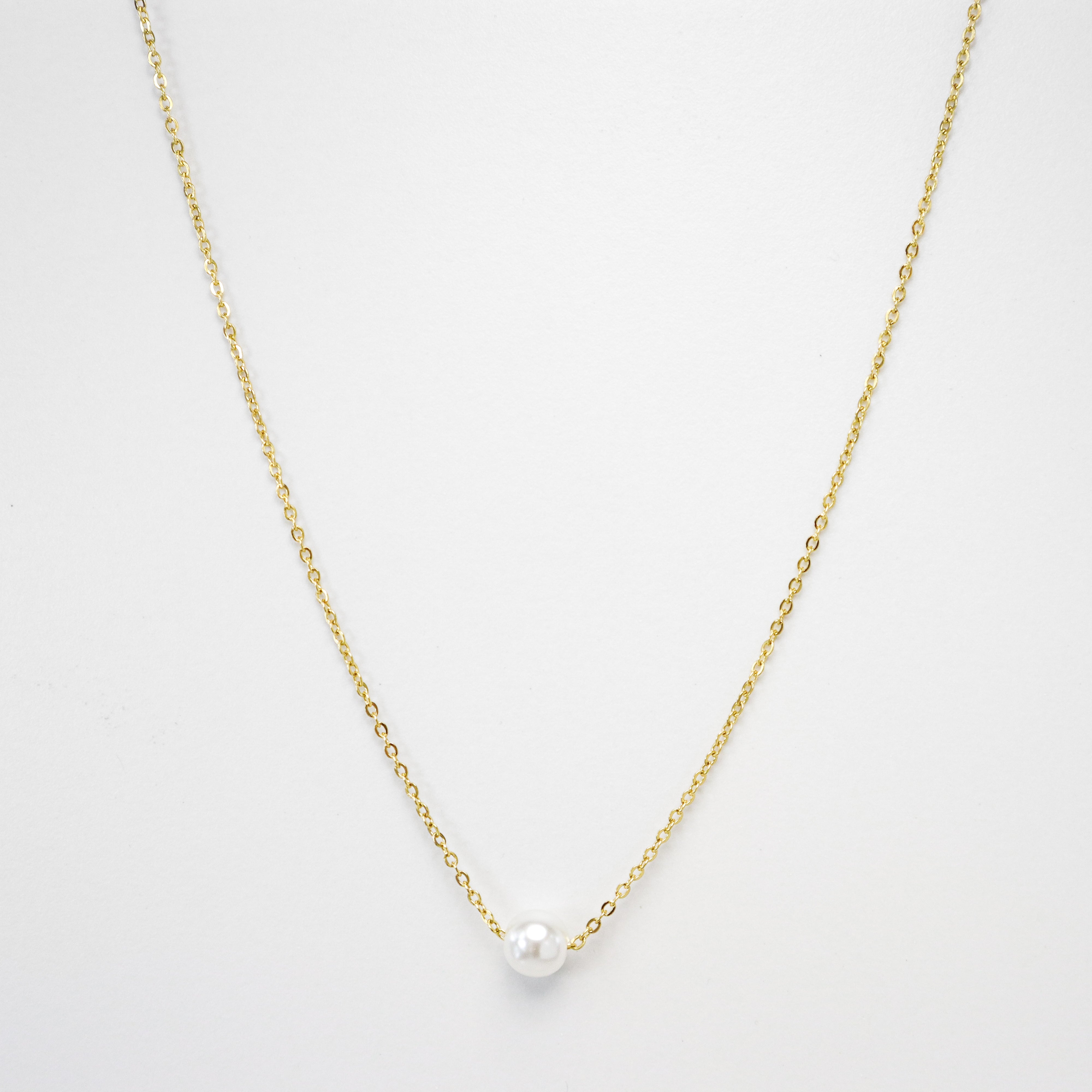 Gold Pearl Cable Chain Necklace