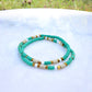 Teal, Gold & Tan Skinny Clay Bracelet