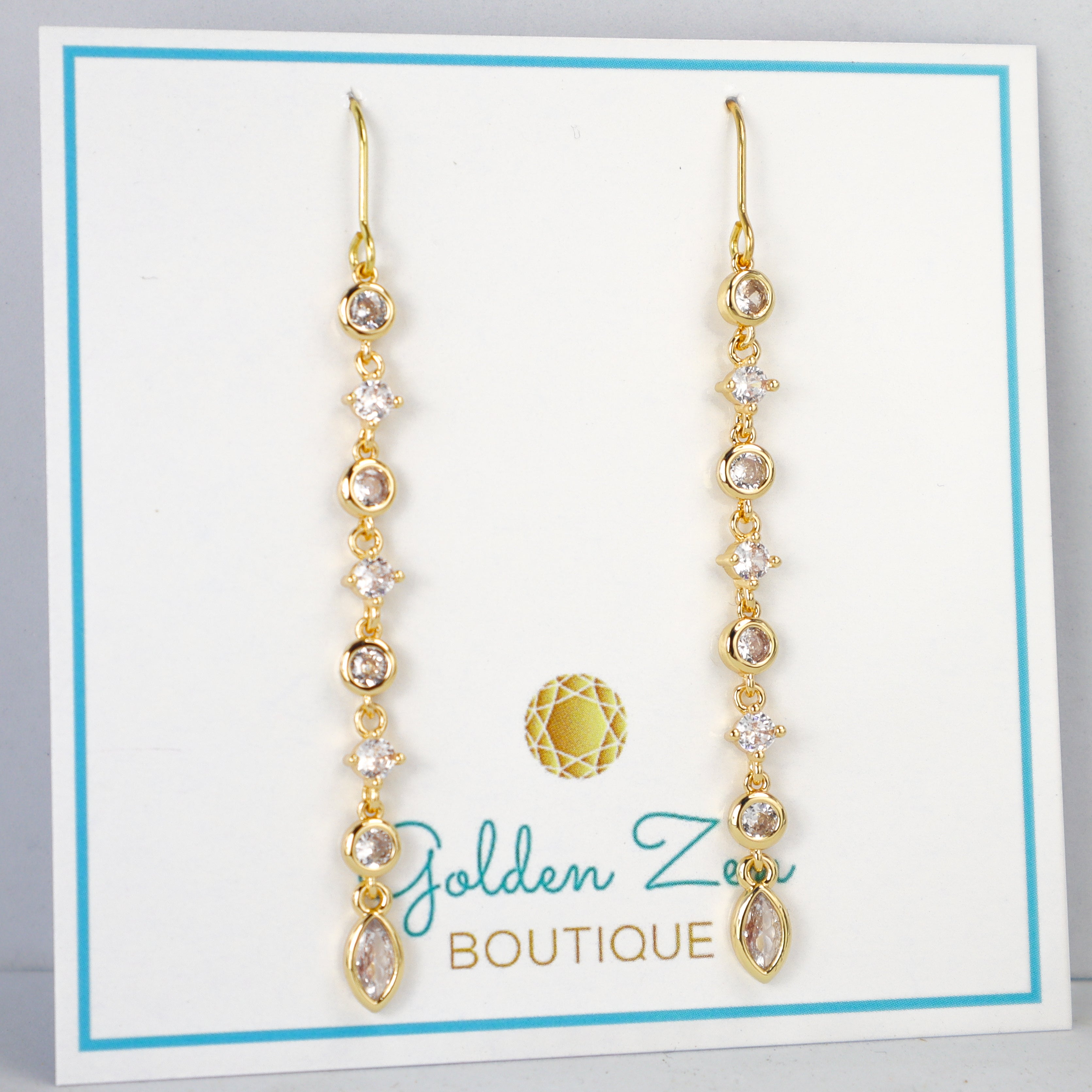 Golden CZ Chain Earrings